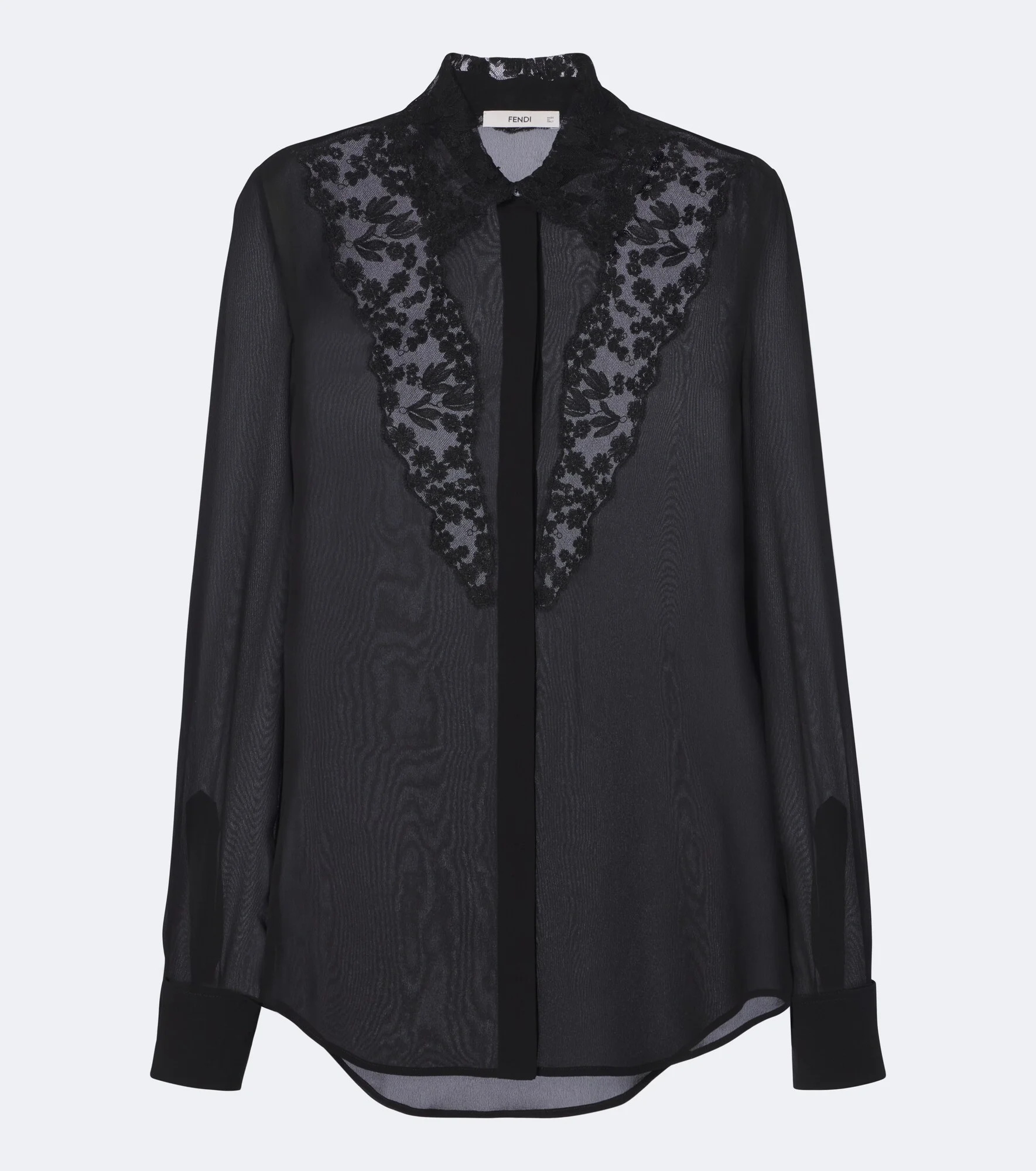 Lace-trimmed silk georgette shirt - 1