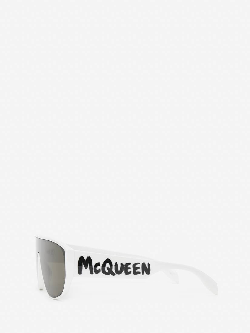 McQueen Graffiti Mask Sunglasses in White - 2