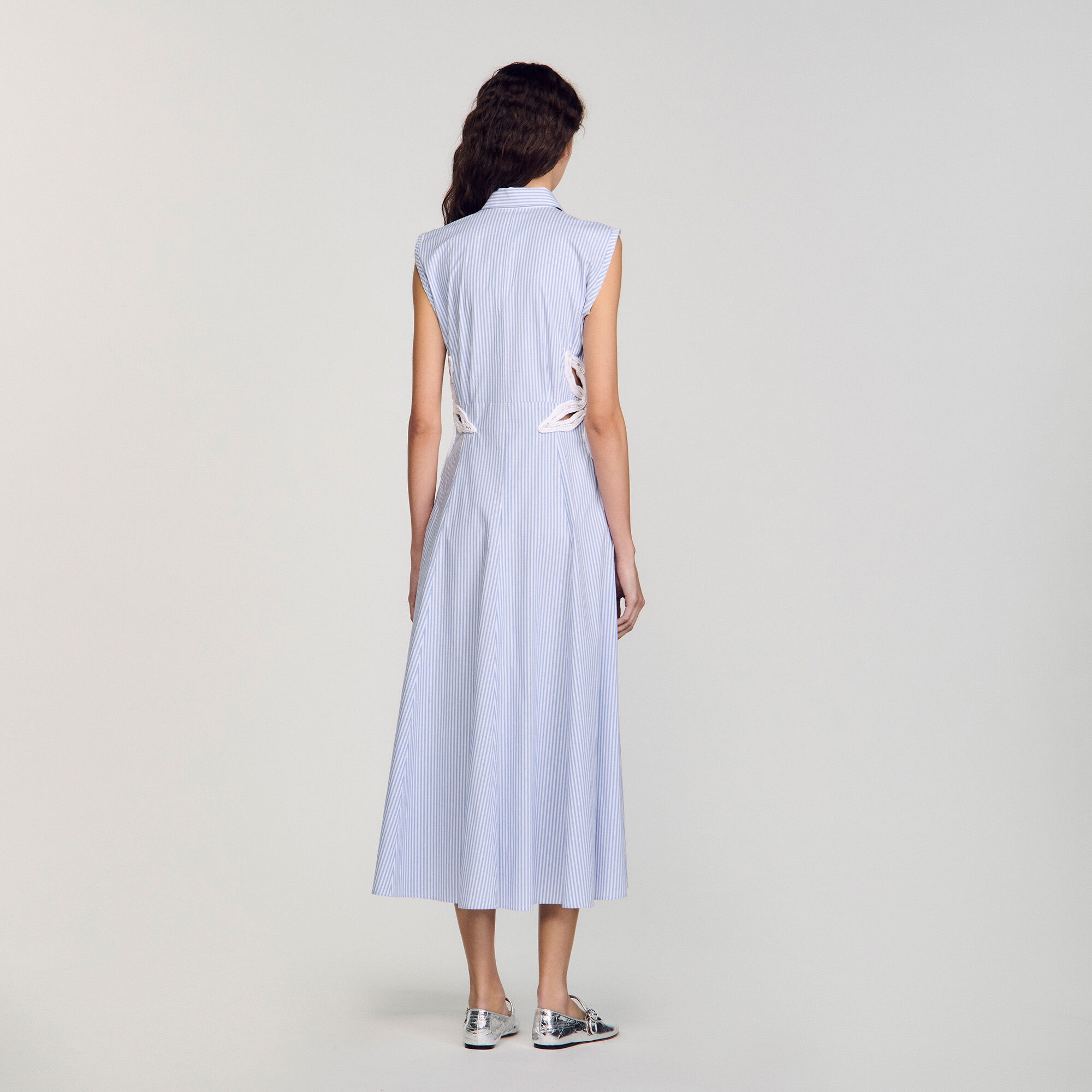 STRIPED EMBROIDERED MAXI DRESS - 5