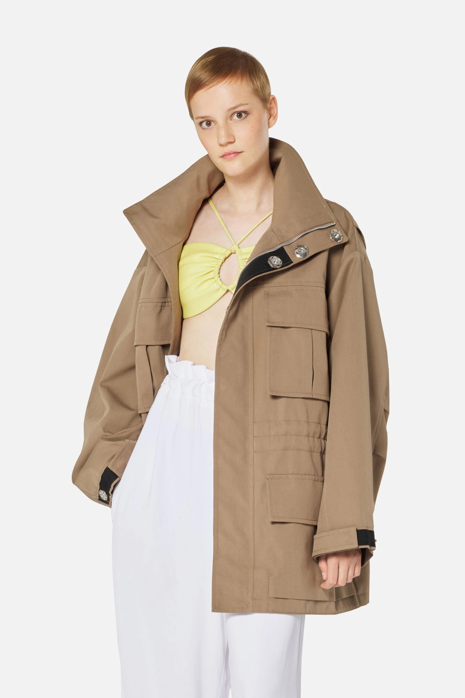 Zipped Parka With Elasticated Waist And Patch Pockets - 2
