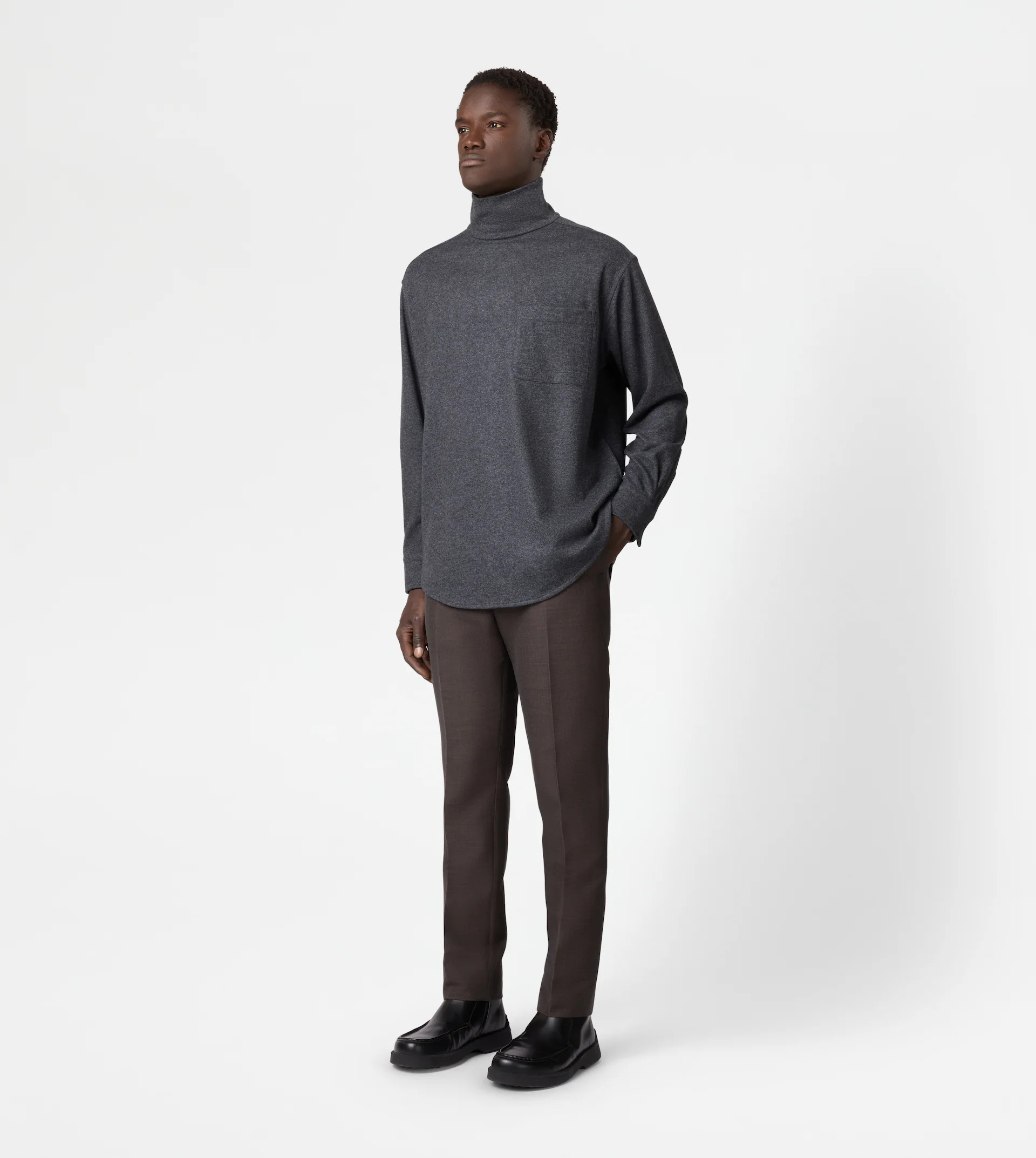 SILK BLEND TURTLENECK - GREY - 2