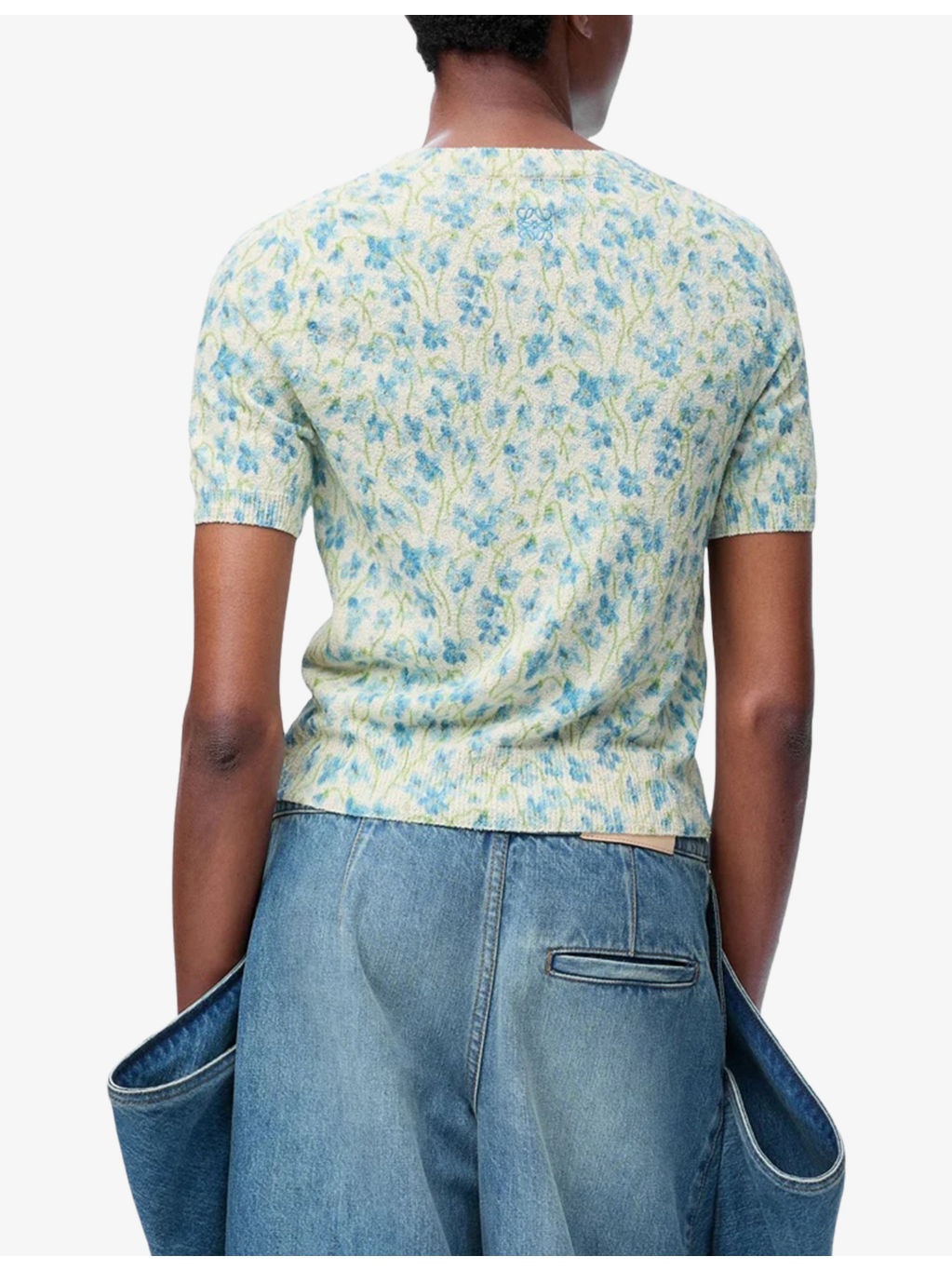 Floral-Intarsia Short-Sleeved Cotton-Blend Jumper - 4