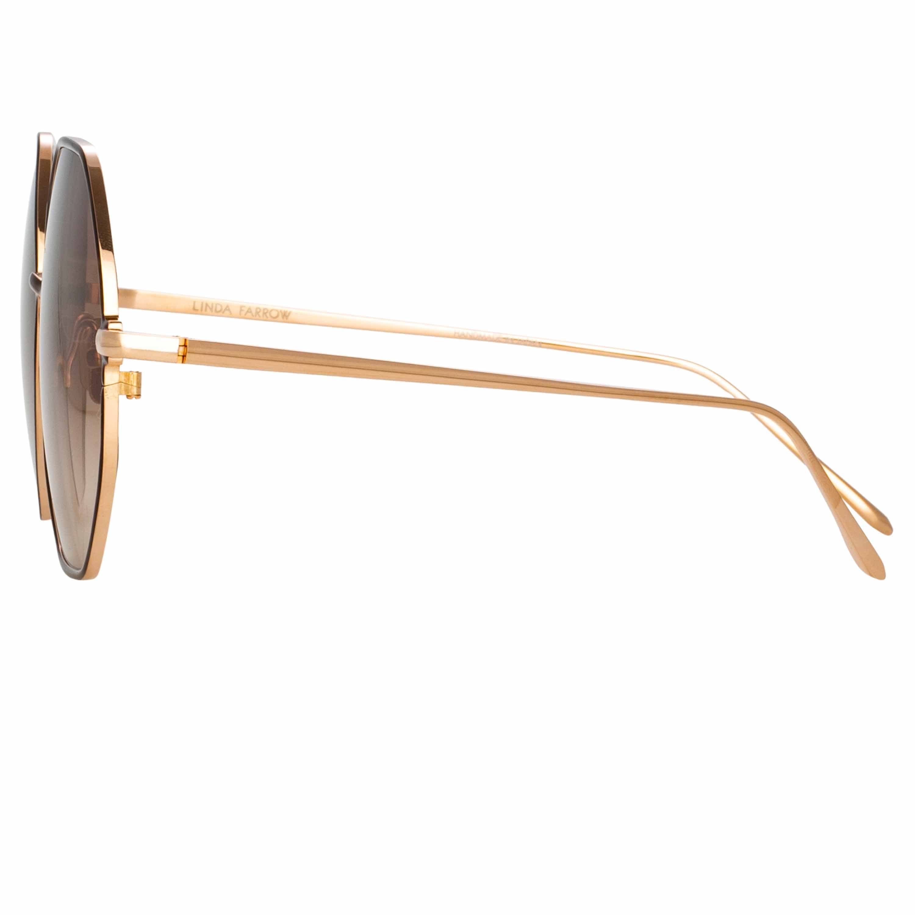 LEIF OVERSIZED SUNGLASSES IN ROSE GOLD AND BROWN - 4