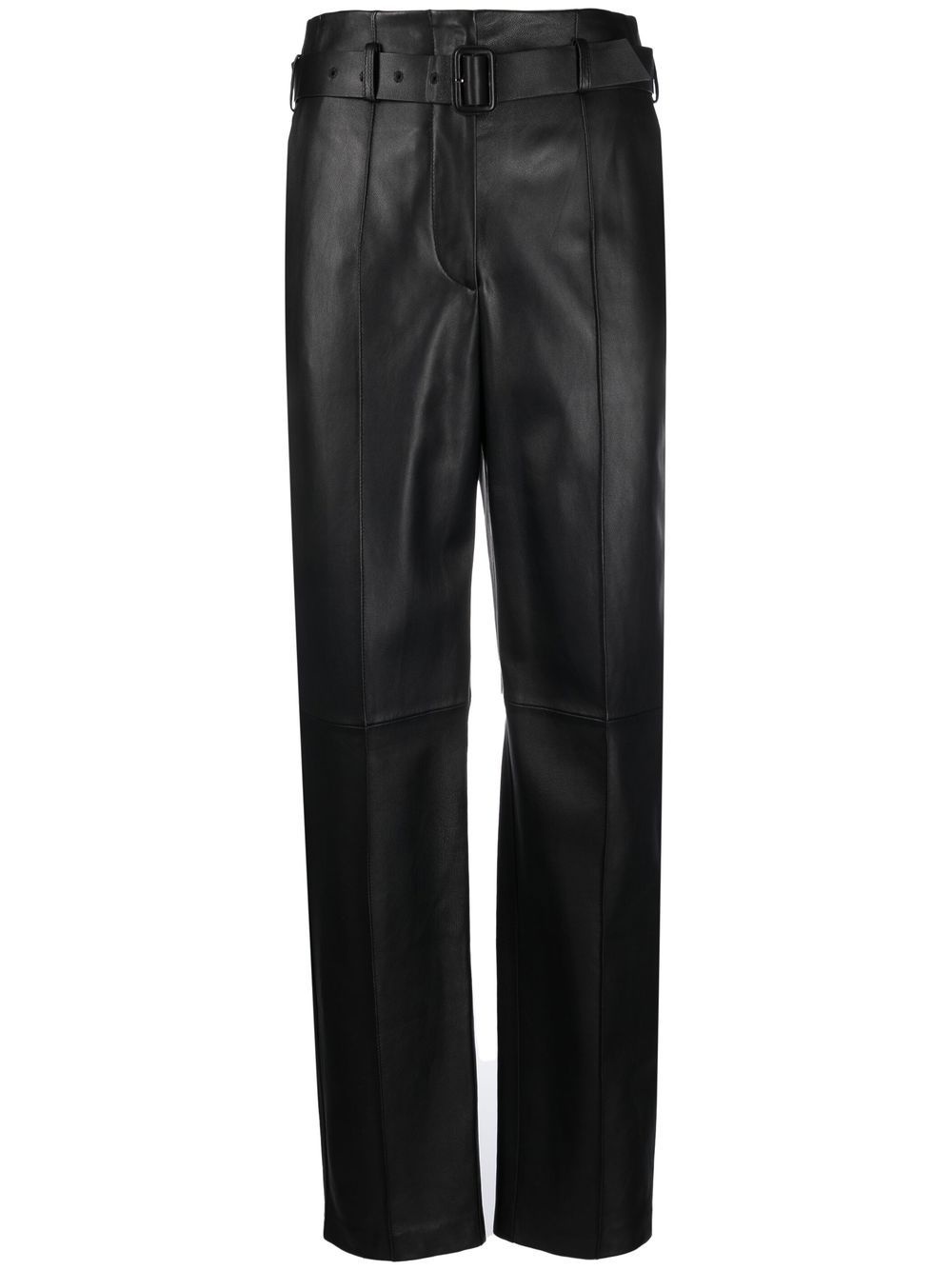 high-waisted leather tapered trousers - 1