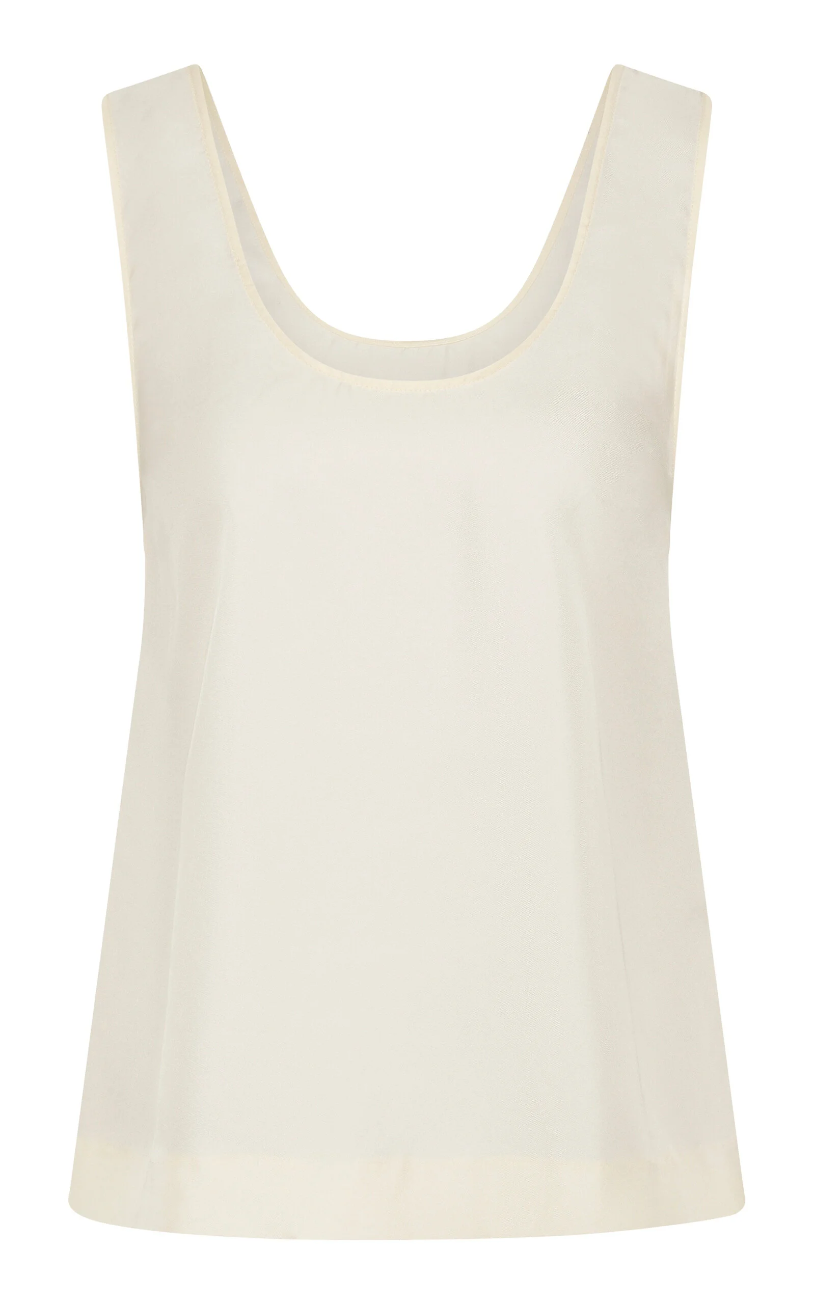 Scoop-Neck Silk-Twill Top white - 1