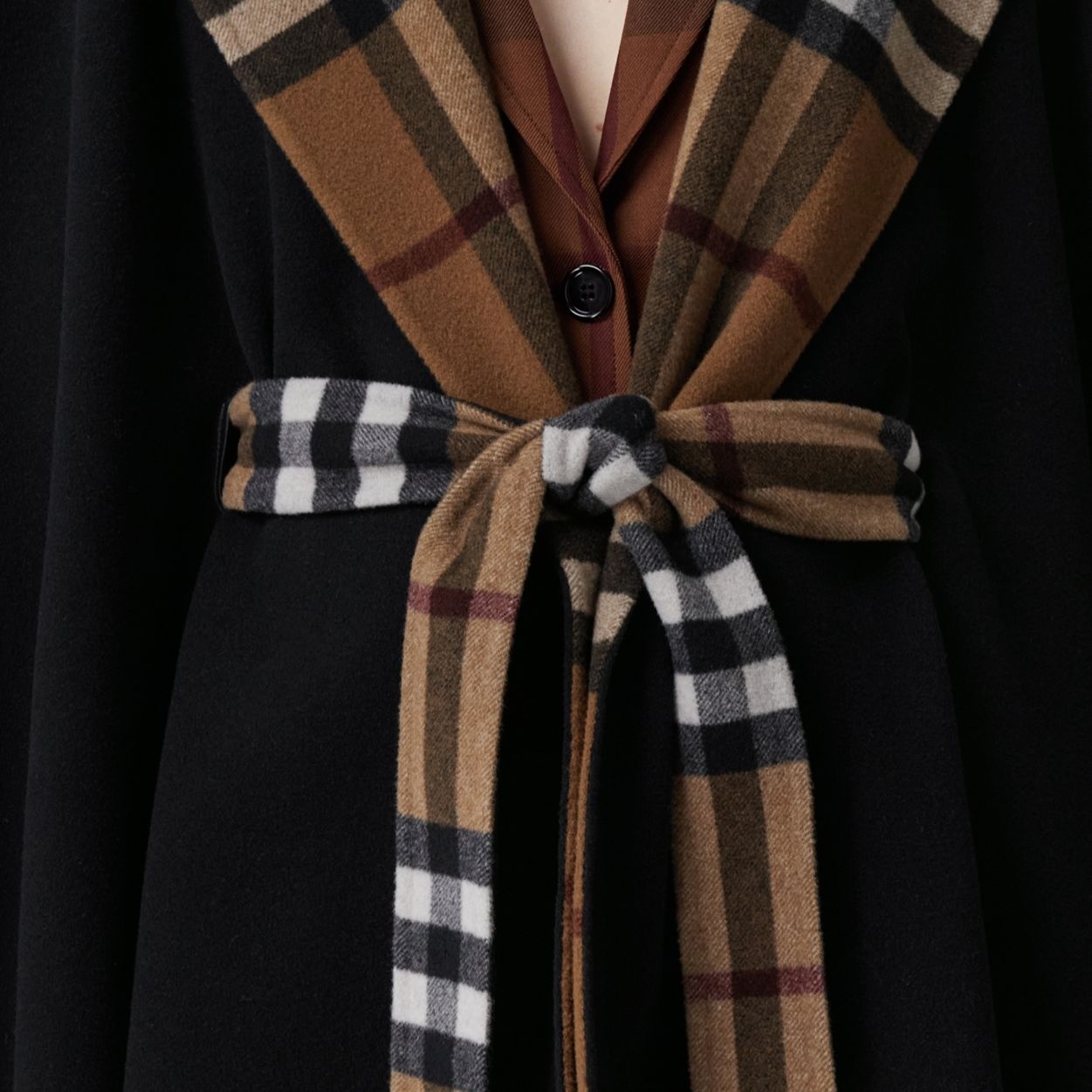 Reversible Check Wool Hooded Cape - 6