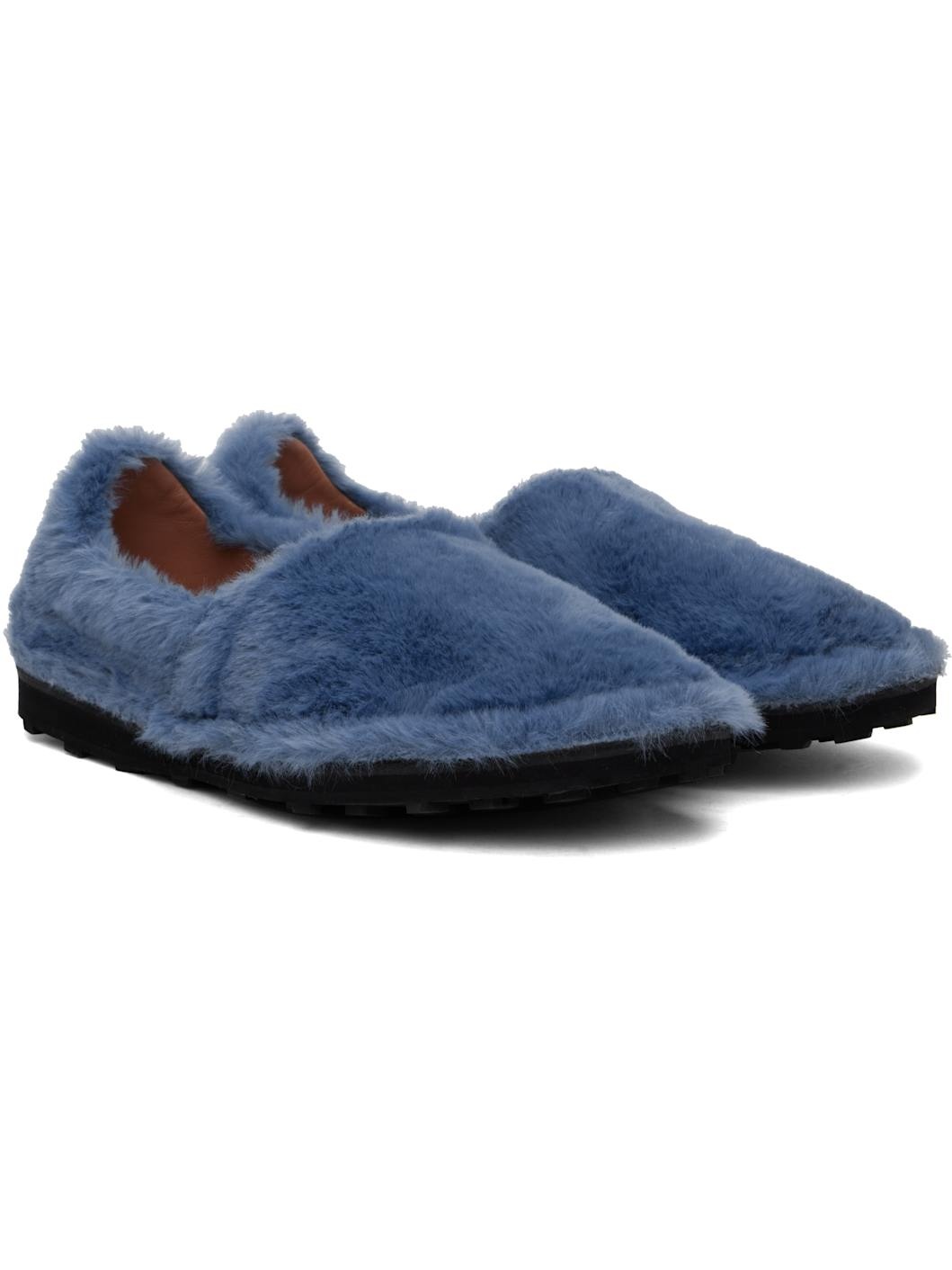 Blue Faux-Fur Loafers - 4