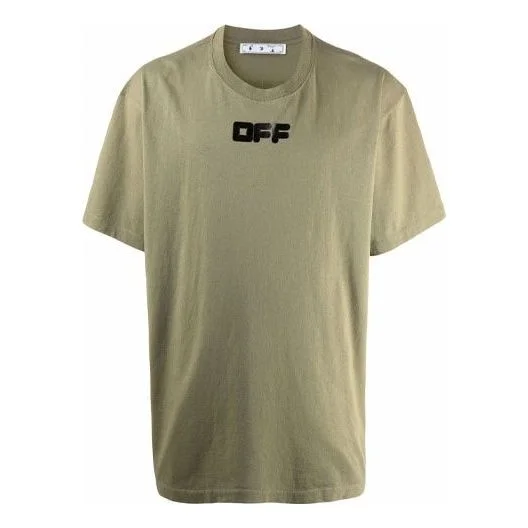 Off-White Logo Printing Round Neck Pullover Short Sleeve Loose Version Green OMAA038F21JER0015510 - 1