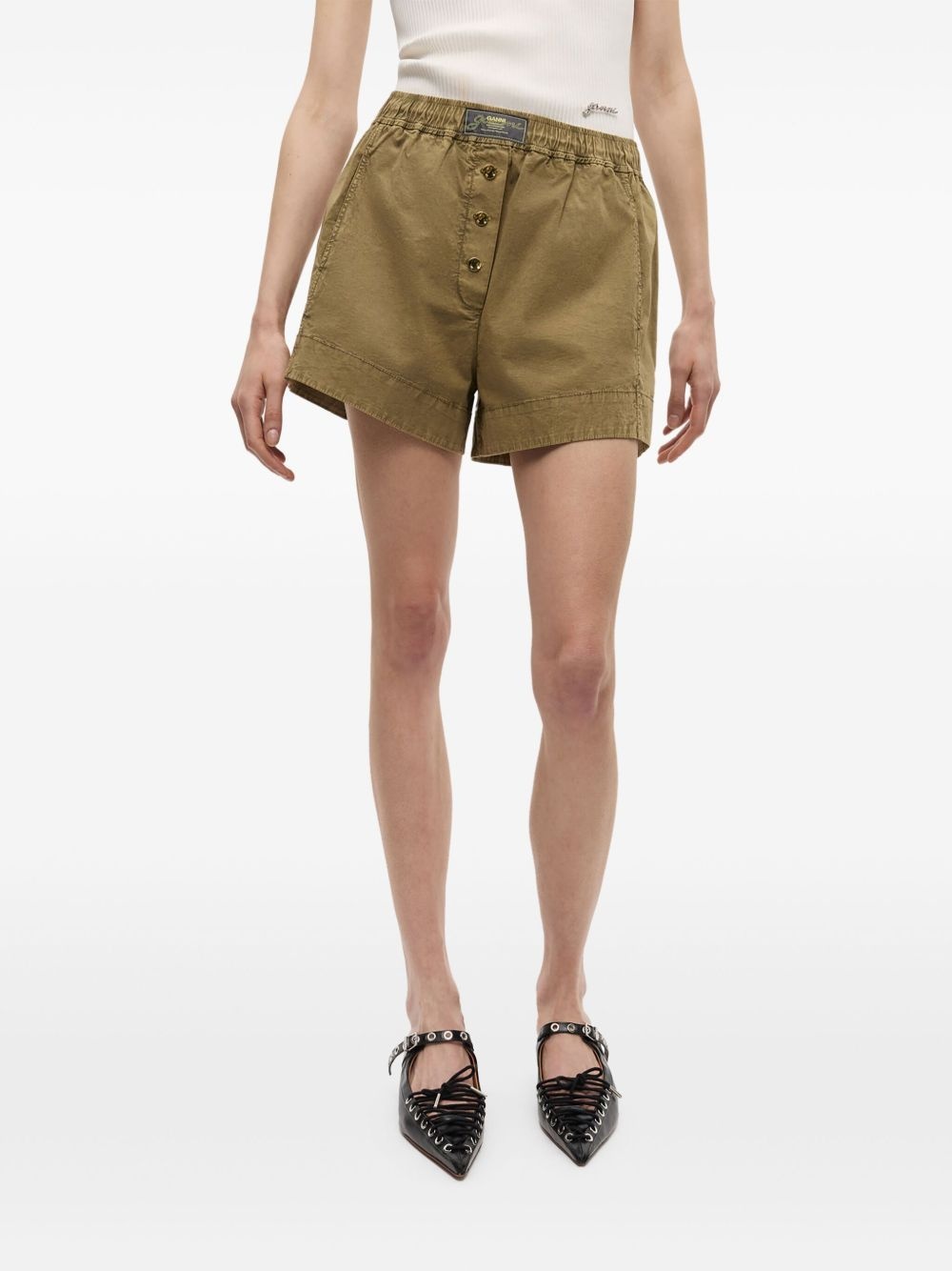 washed cotton shorts - 3