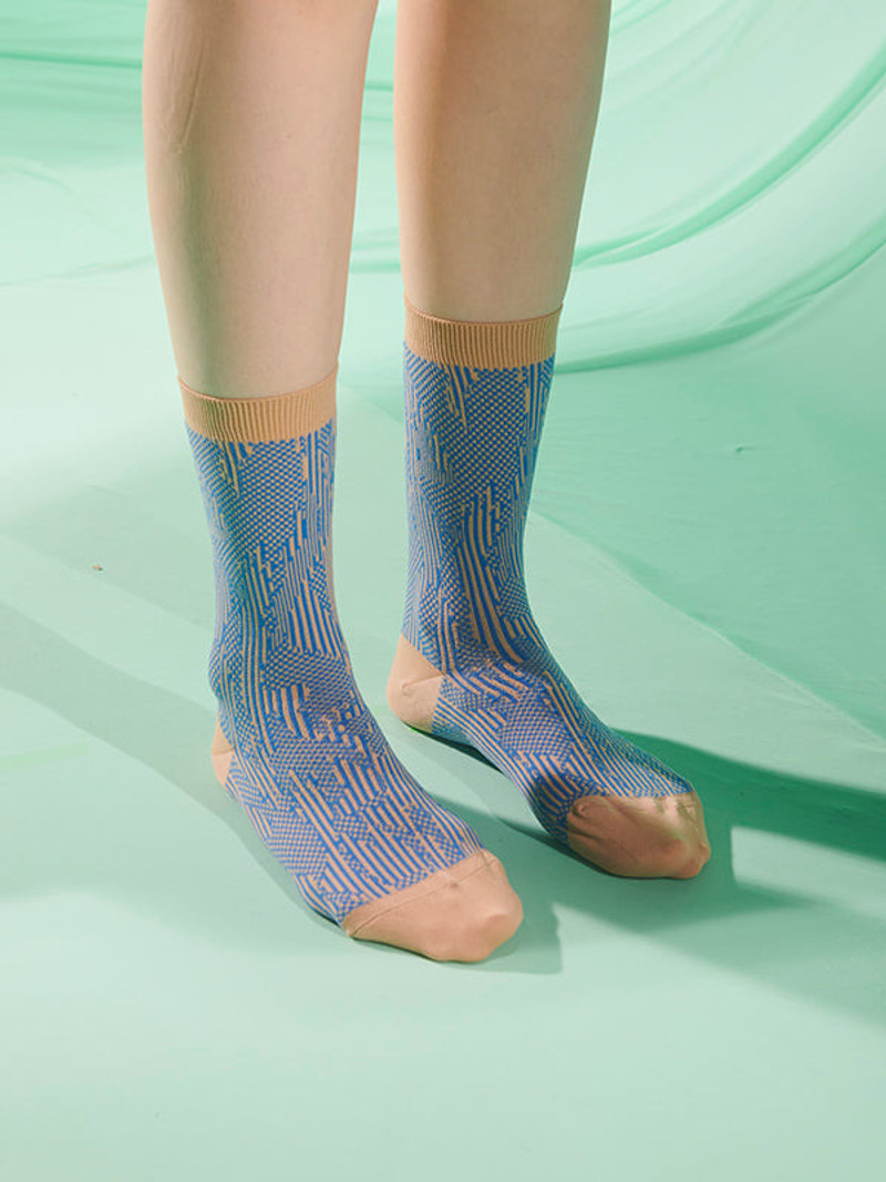 HENRIK VIBSKOV HANDSOME HANDS SOCKS FEMME - BEIGE HANDSOME BLUE outlook