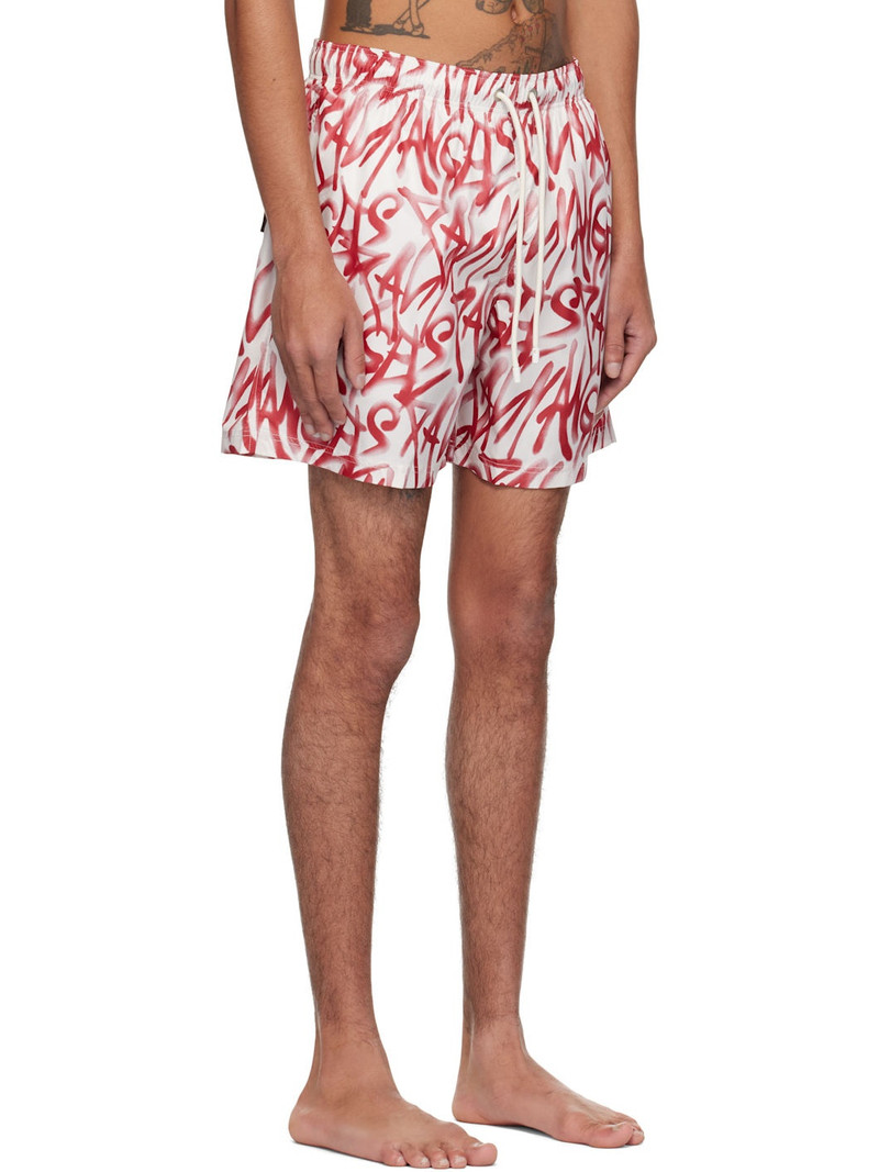 Red & White Graffiti Swim Shorts 2