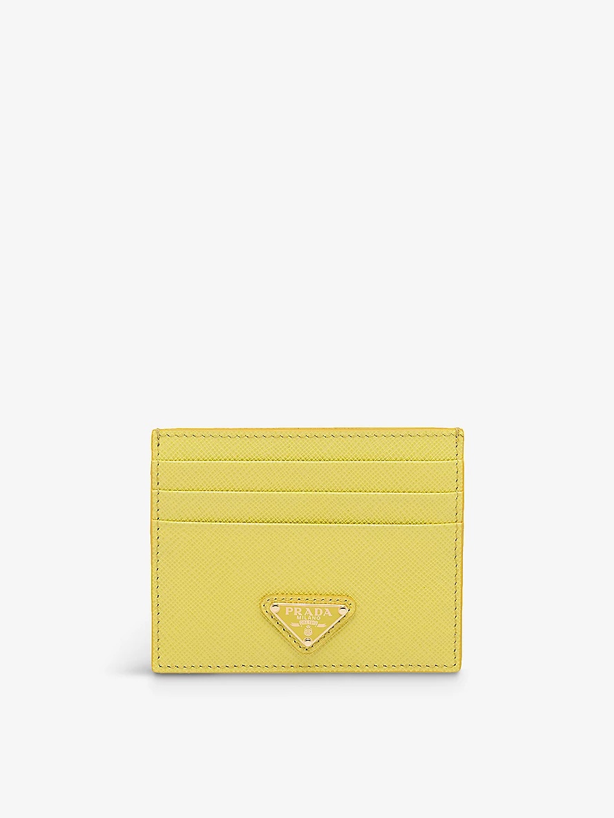 Logo-plaque saffiano leather card holder - 1