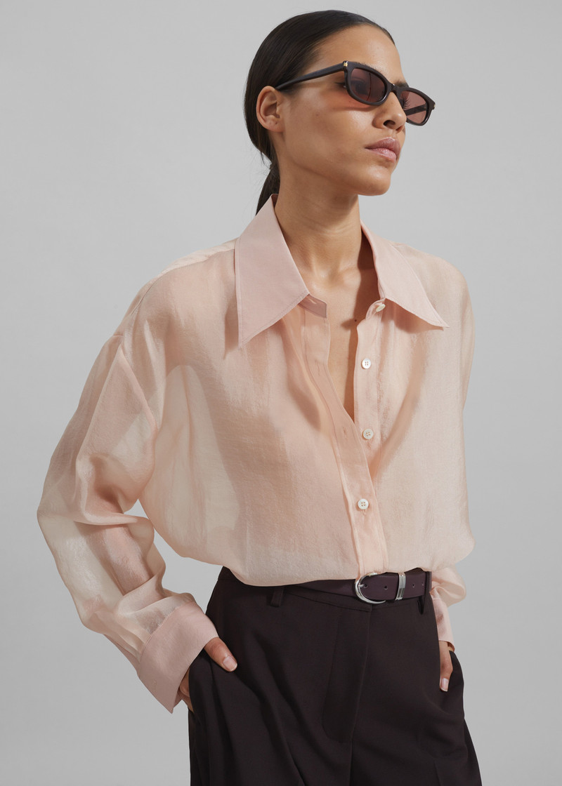 Nel Sheer Button Up Shirt - Pink 8