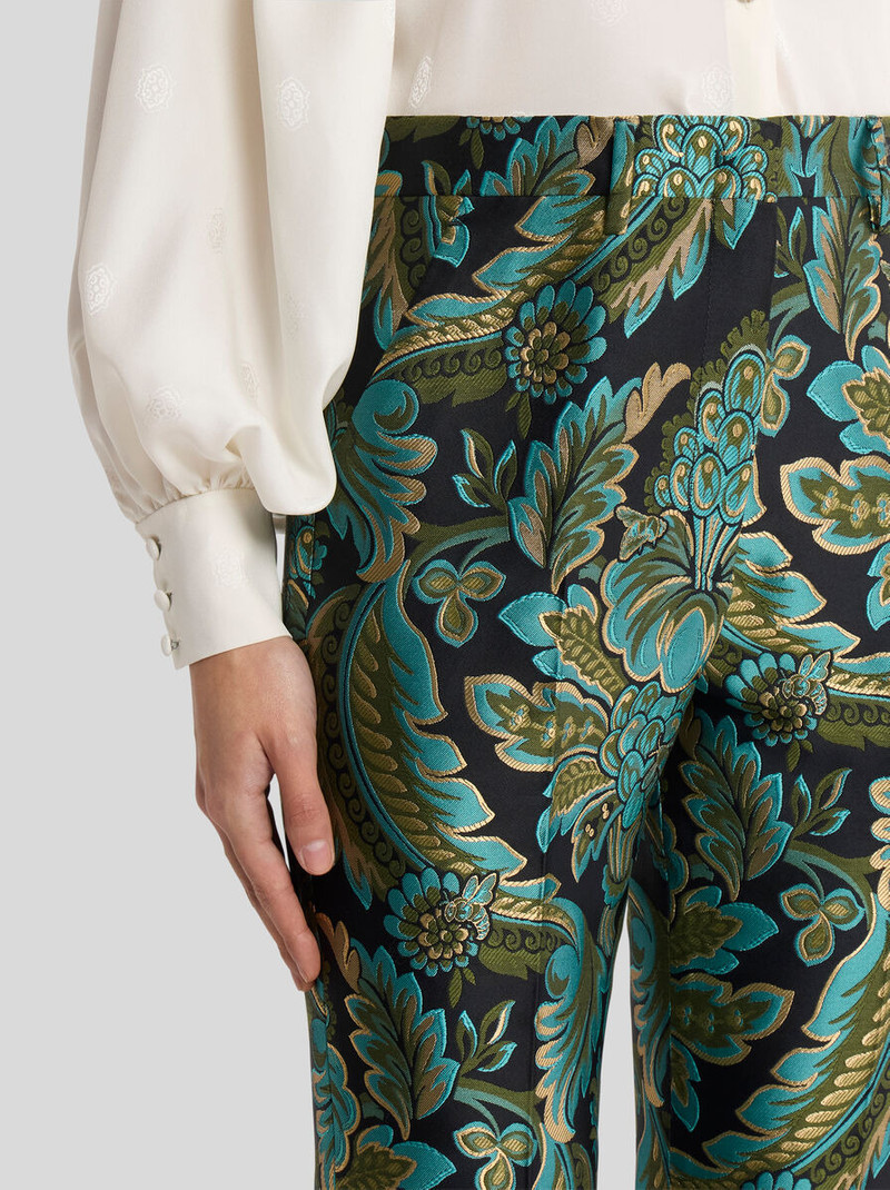 Etro CIGARETTE TROUSERS WITH FLOWER AND BEE JACQUARD MOTIF outlook