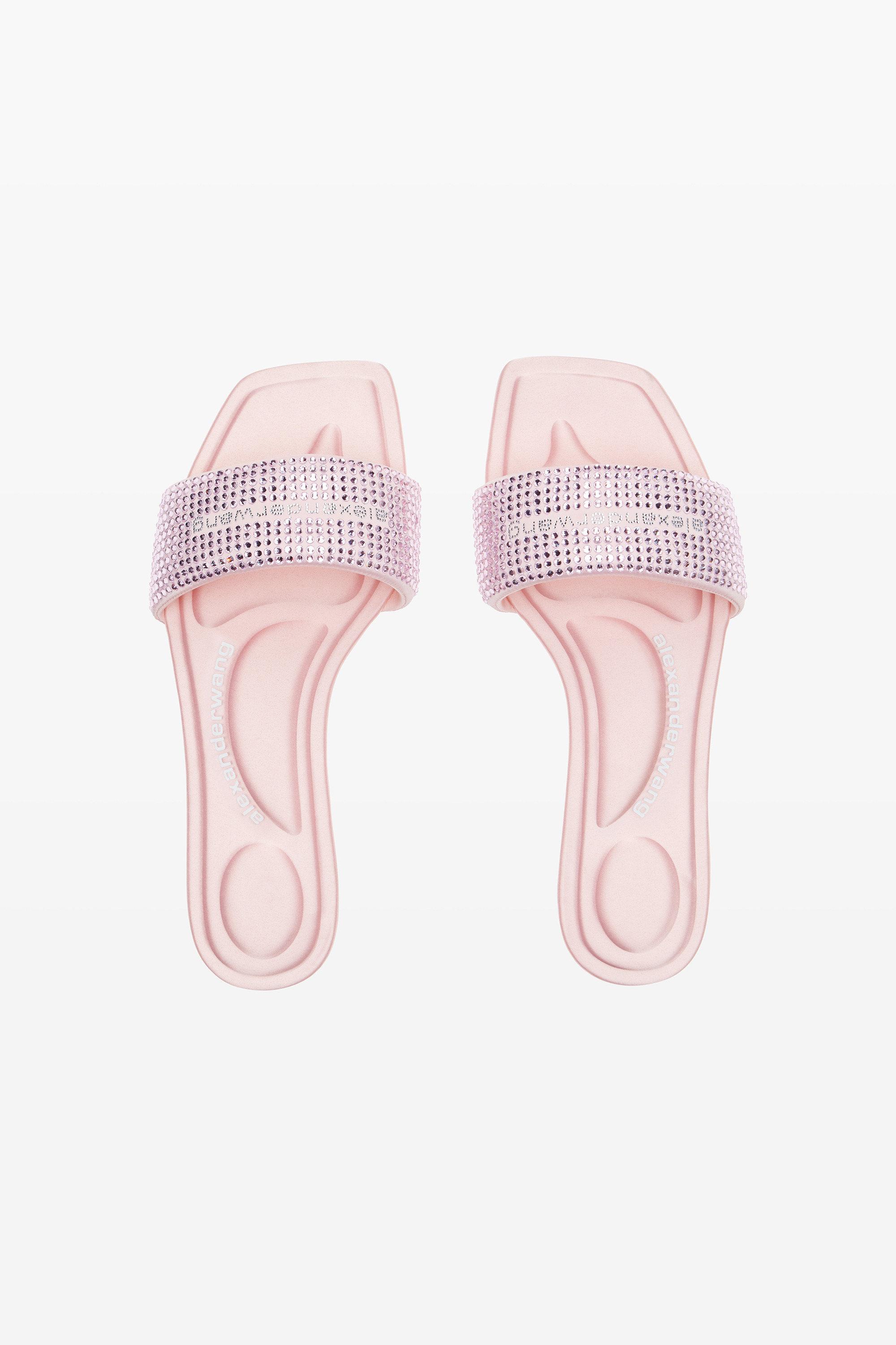 pink satin & crystal hotfix vy sandals - 4