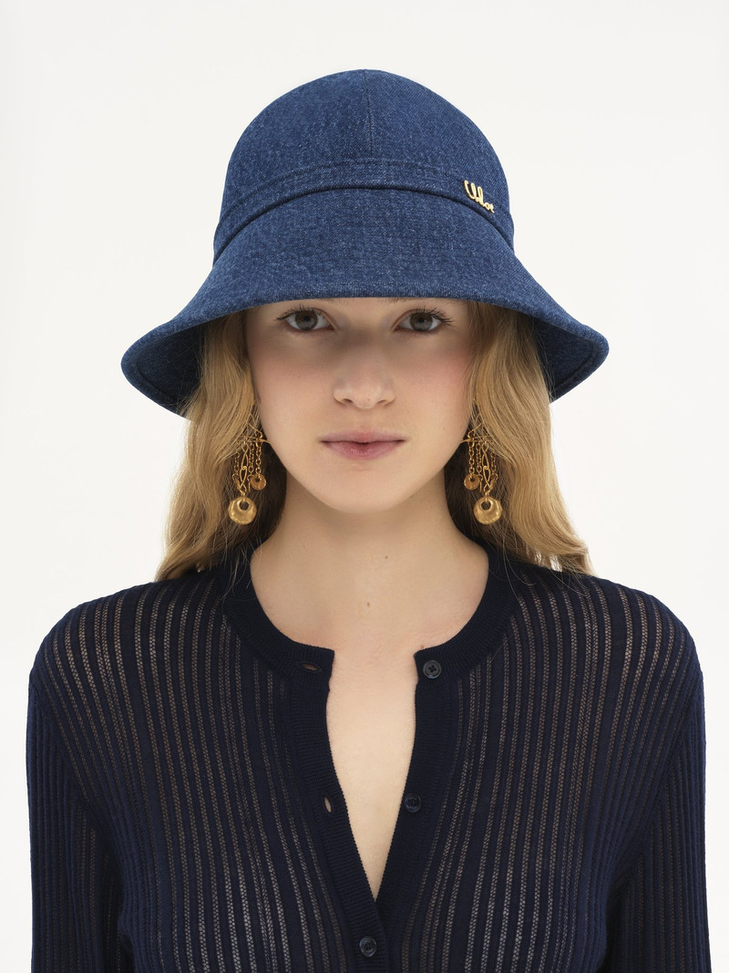 Chloé THE CHLOÉ ICONIC BUCKET HAT IN DENIM outlook