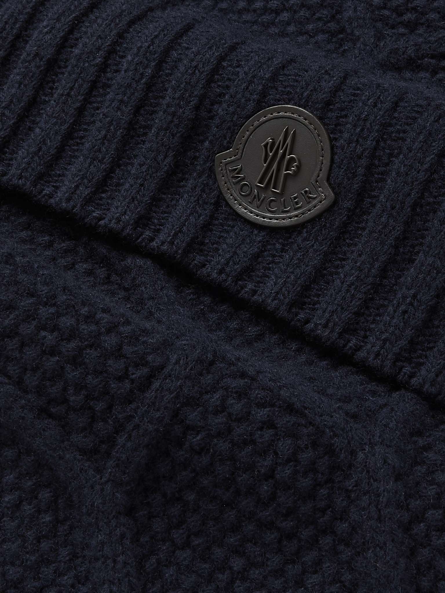 Logo-Appliquéd Cable-Knit Wool Scarf - 3