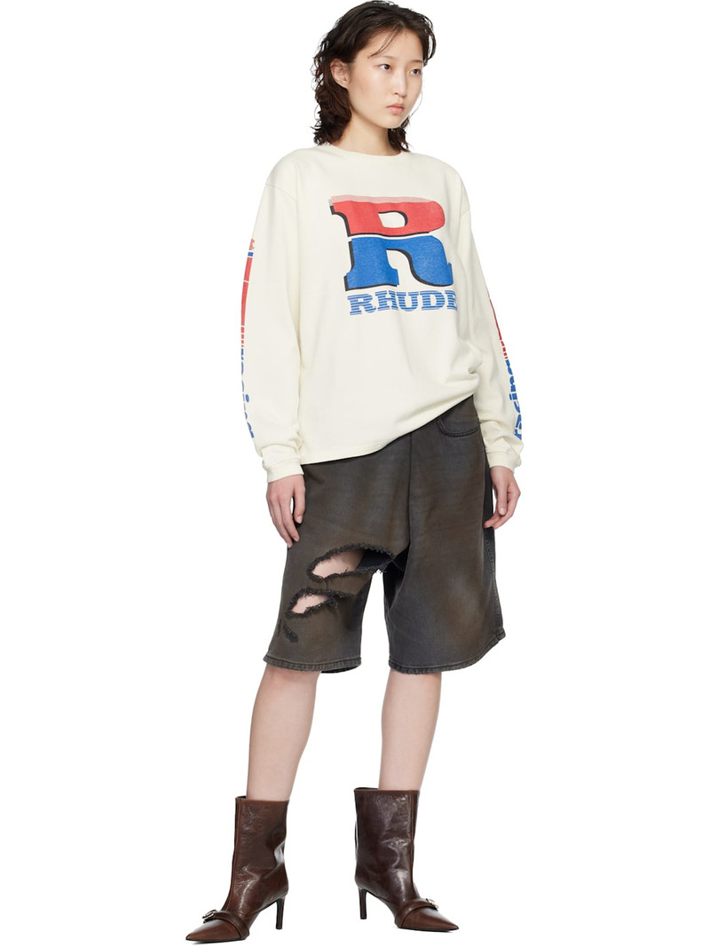 Rhude Off-White Split Petrol Logo LS T-shirt outlook