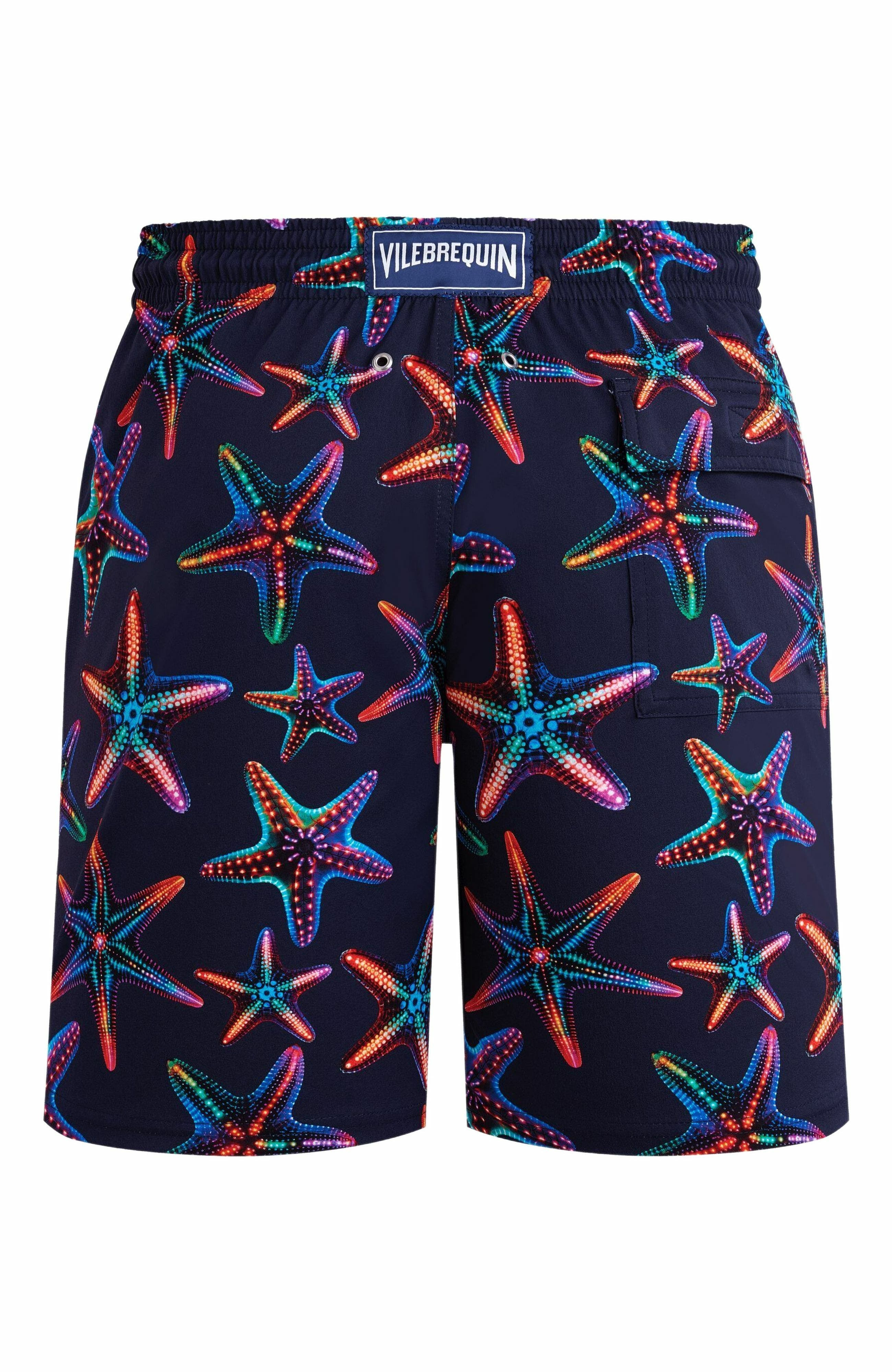 Vilebrequin Men's Disco Stars Long Stretch Swim Shorts in Bleu Marine at Nordstrom - 3