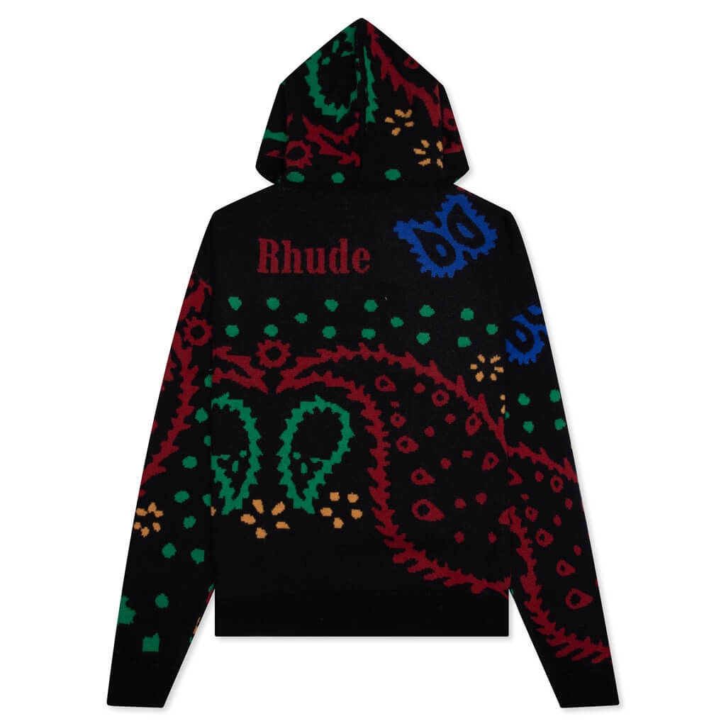 RHUDE KNIT HOODIE - BLACK/RED - 2