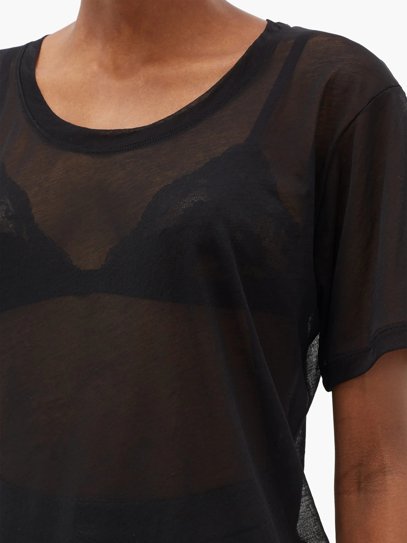 Sheer cotton-jersey T-shirt - 3