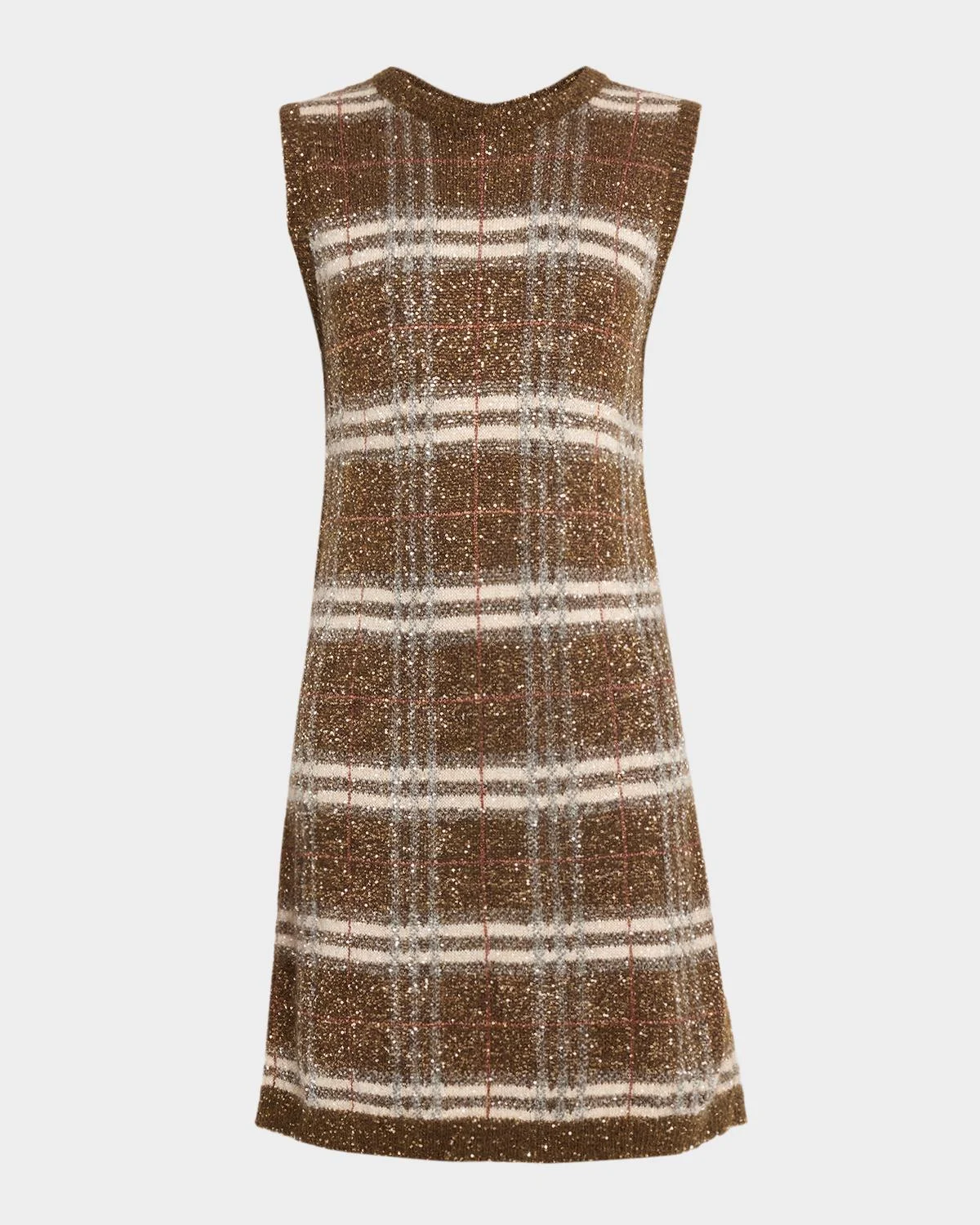 Shimmering Check Knit Sleeveless Dress - 1