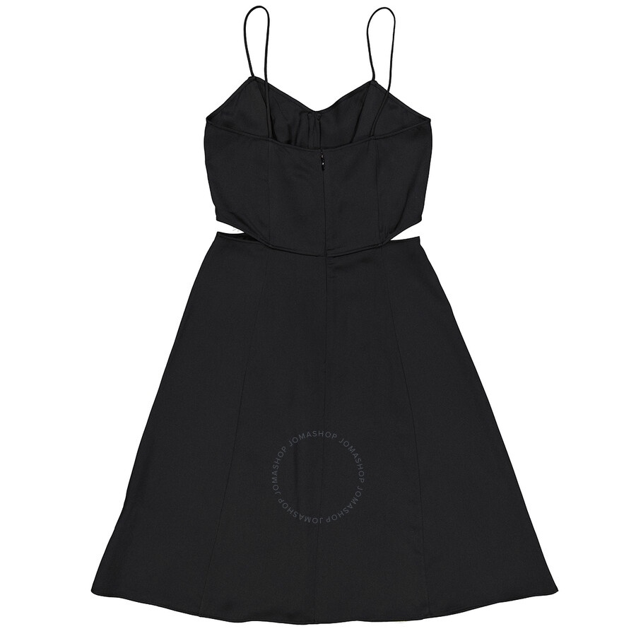 Burberry Black Silk Satin Slip Dress With Fringed Detail - 2