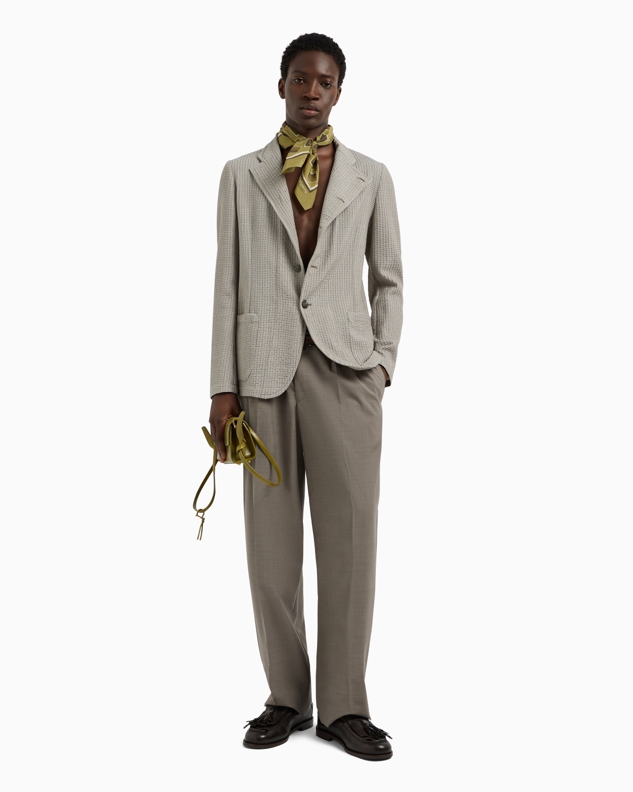 GURU-COLLAR JACKET WITH OFF-CENTRE FASTENING IN ARMURE VIRGIN WOOL - 4