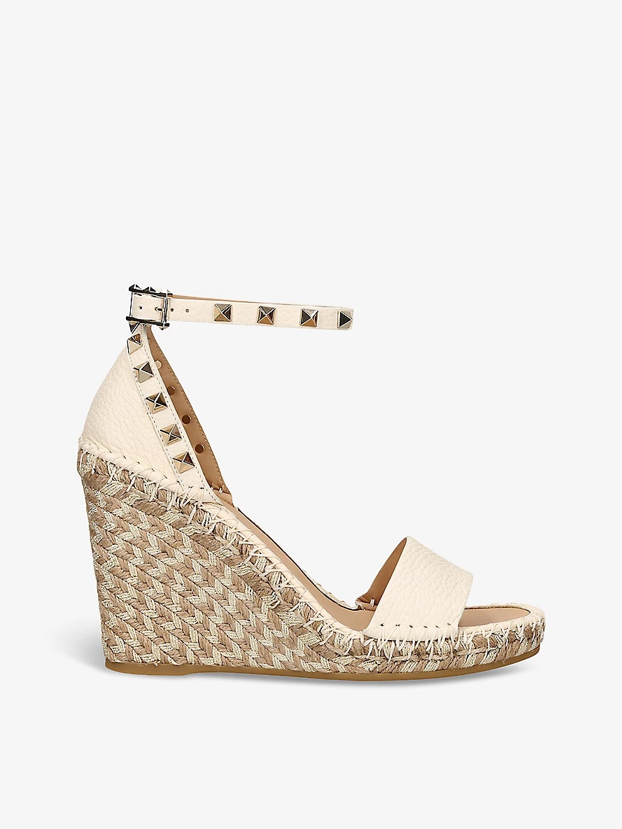 Rockstud 105 leather espadrille wedges - 1