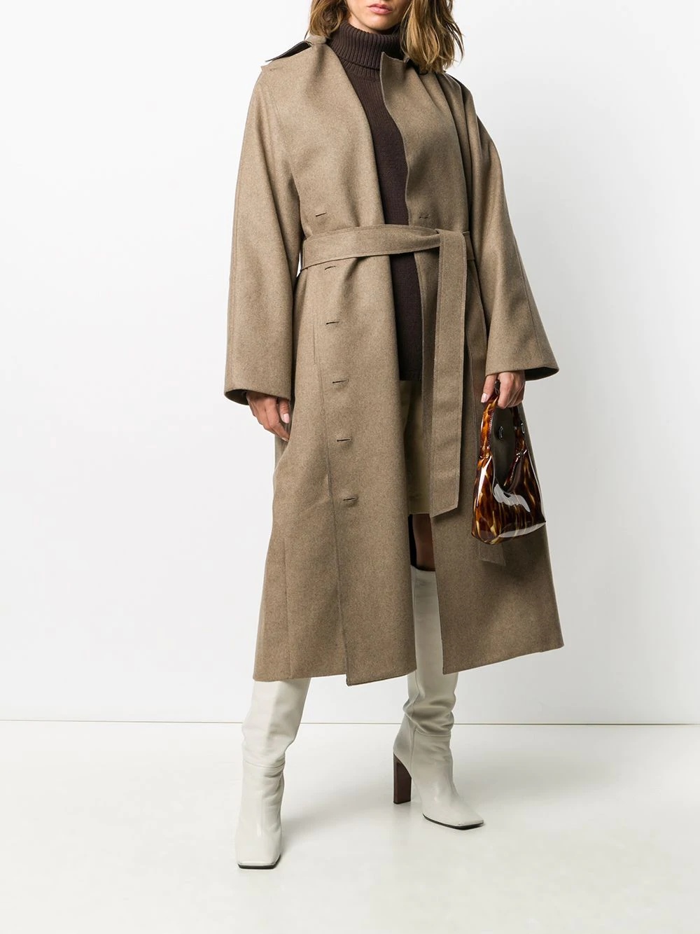 wool-blend trench coat - 2