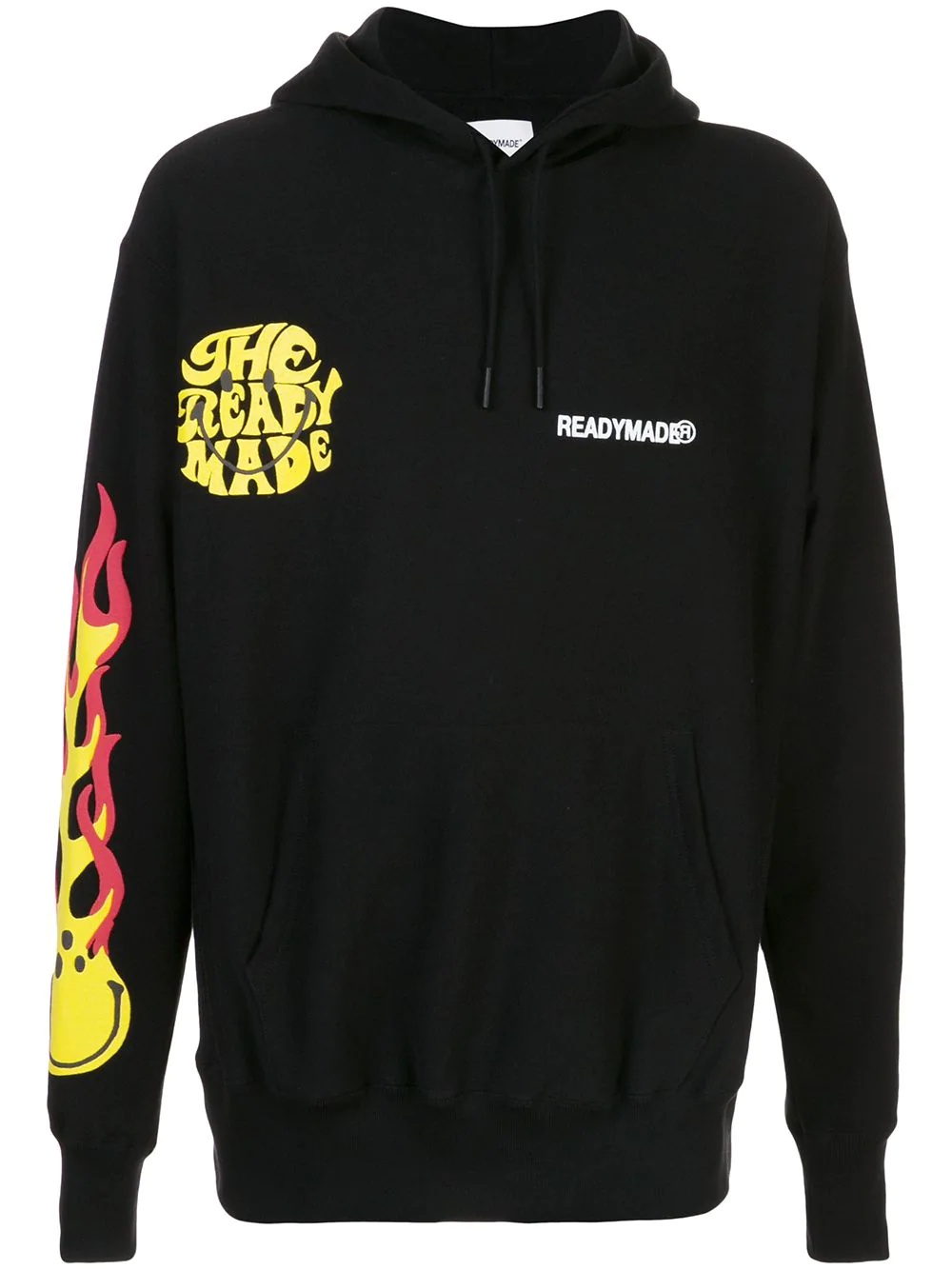 long sleeve flame print hoodie - 1