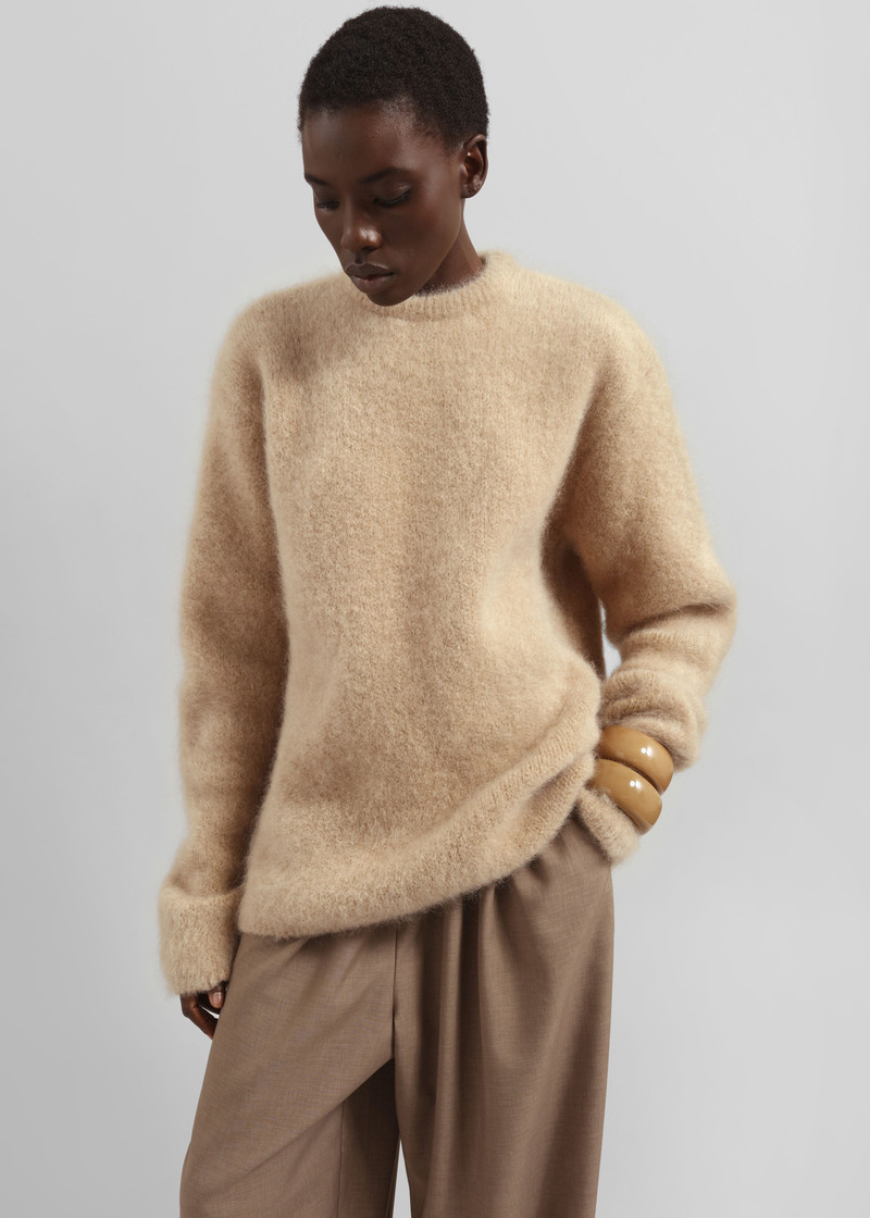 Ellery Mohair Crewneck Sweater - Beige 7