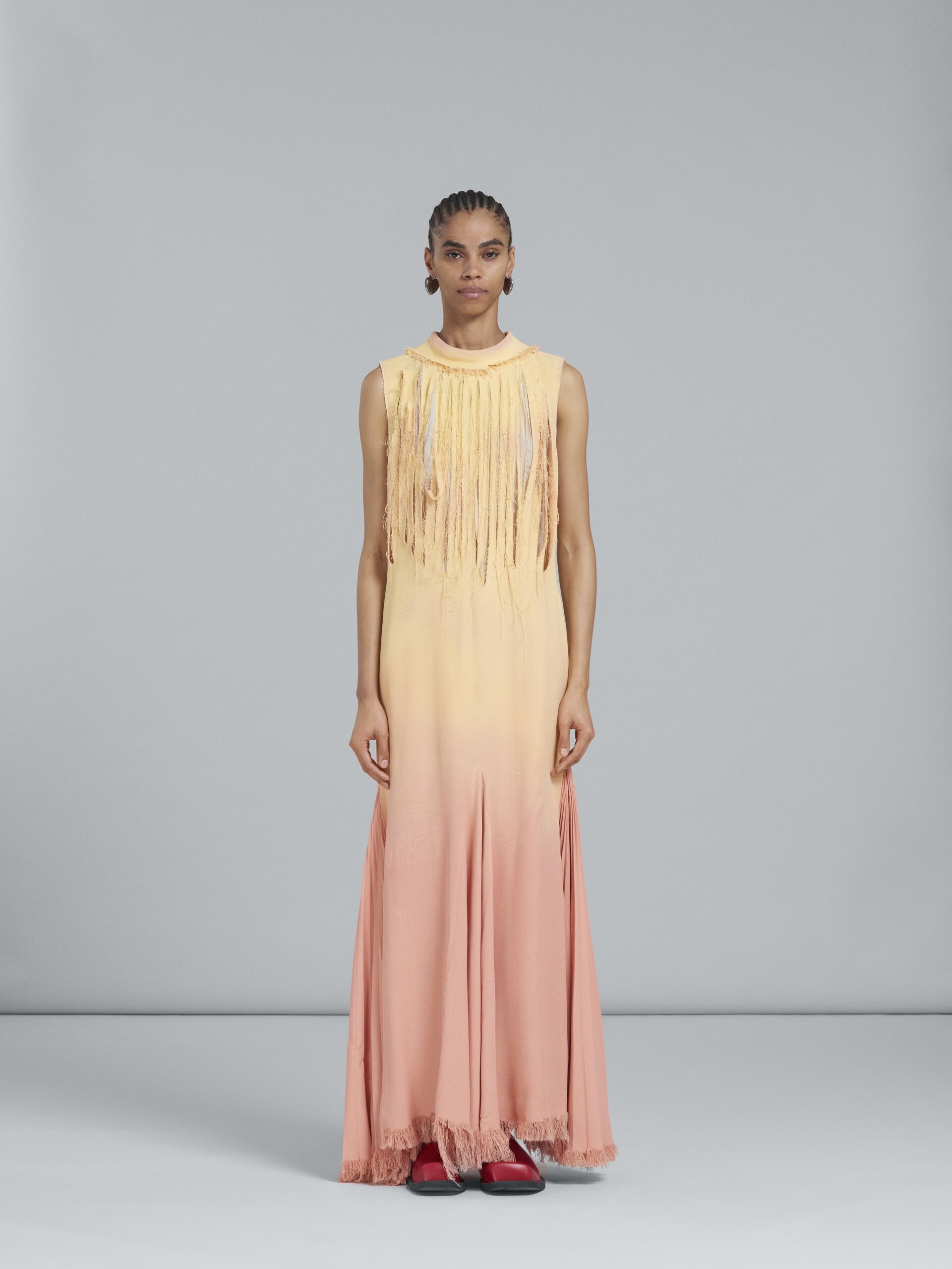 PINK AND YELLOW MERMAID DRESS WITH SLASHES - 2