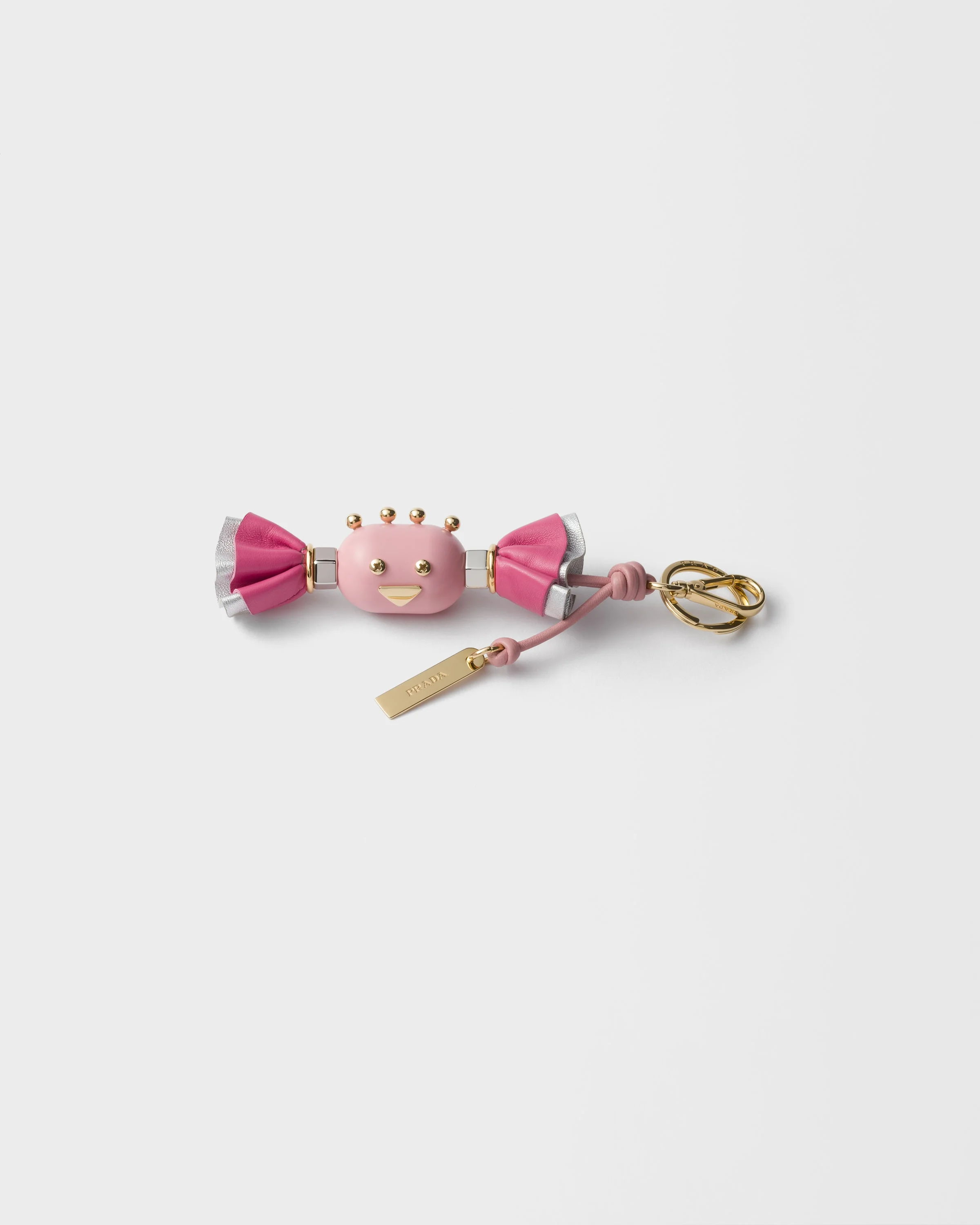 Candy Plexiglas and leather key ring charm - 1