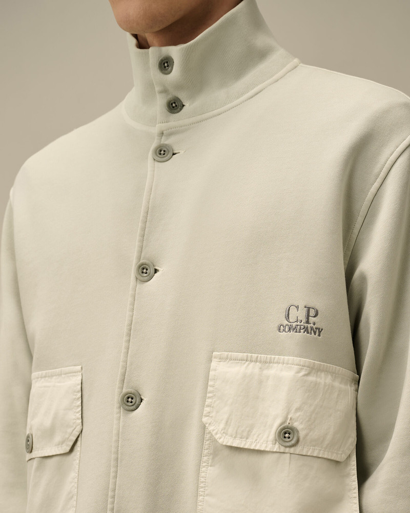 Cotton Diagonal Fleece Resist Dyed Button Sweatshirt 5