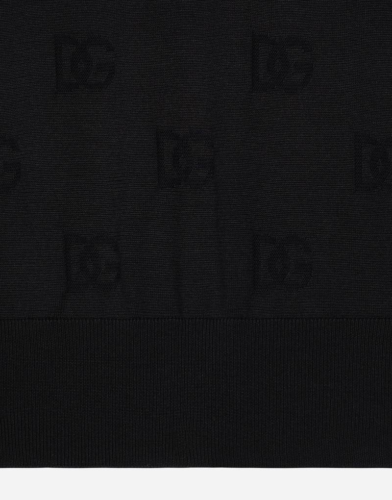 Silk polo-shirt with all-over DG logo embroidery 5