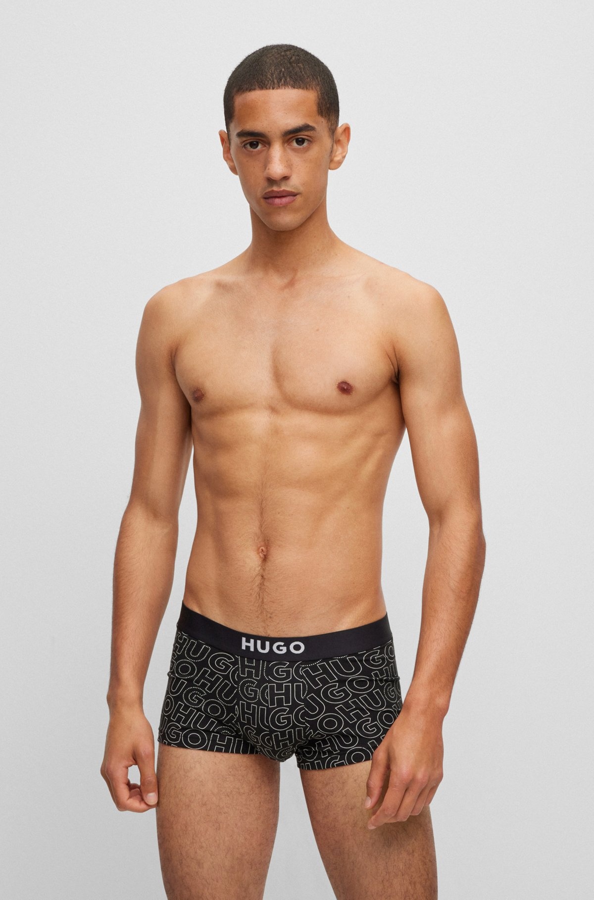 TWO-PACK OF STRETCH-COTTON TRUNKS WITH LOGO WAISTBANDS - 2