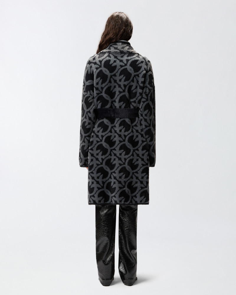 VELOUR-EFFECT COAT WITH JACQUARD LOGO 4