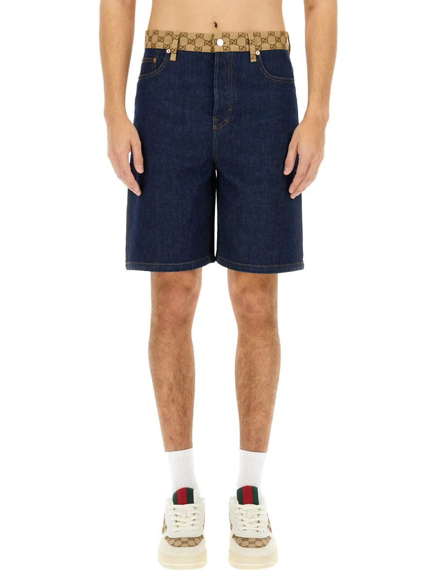 Gucci Men Denim Bermuda Shorts - 1