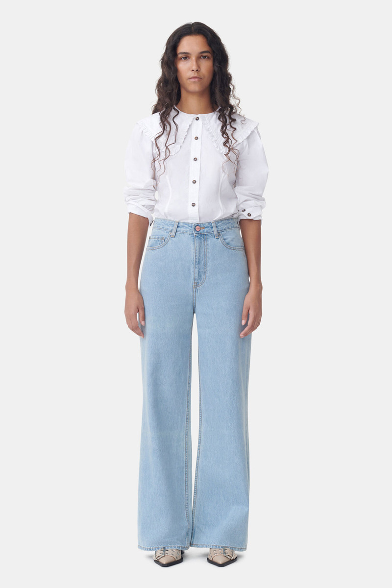 WHITE FRILL COLLAR POPLIN SHIRT 3
