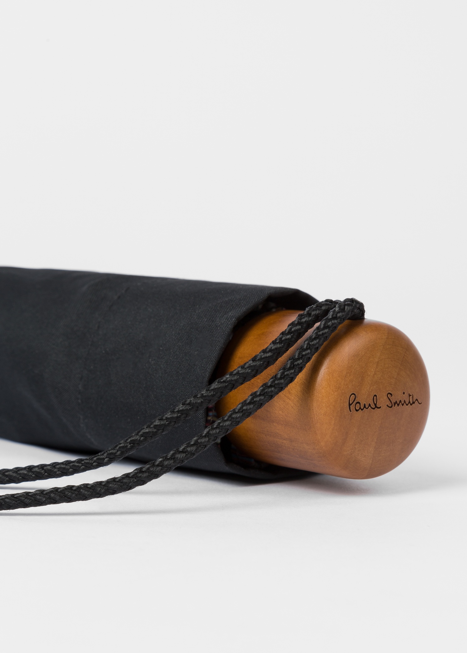 Black Telescopic Umbrella With 'Signature Stripe' Trims - 4