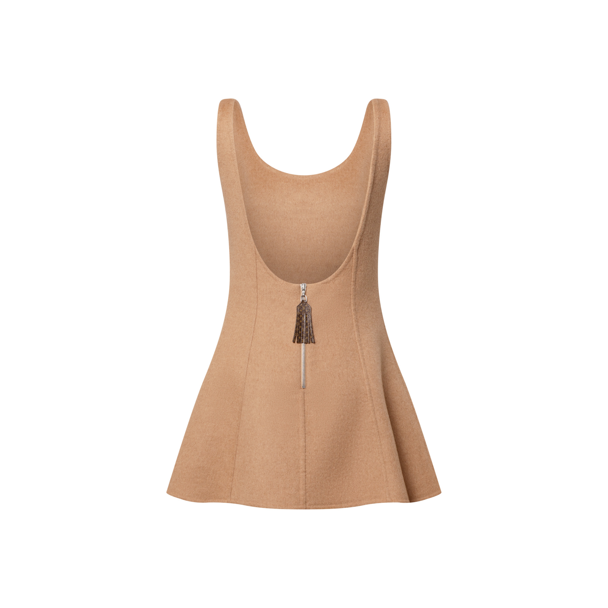 Scoop Back Camel Skater Dress - 3