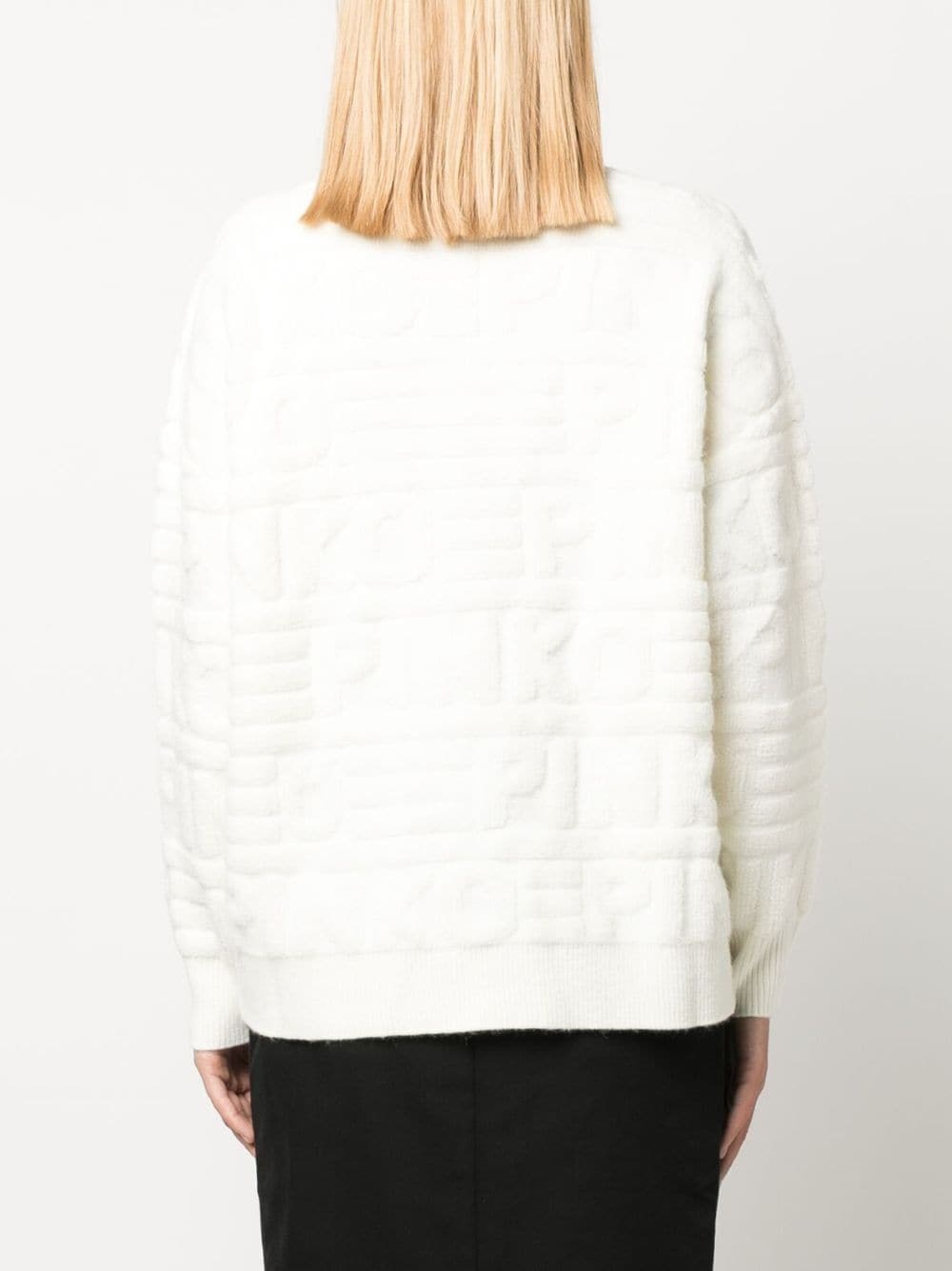 intarsia-knit logo V-neck jumper - 4