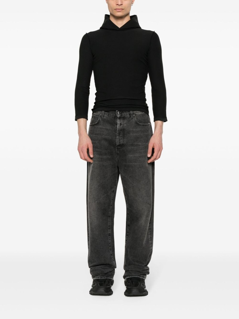 BALENCIAGA 내부 아웃 긴 소매 후드 T 셔츠 검정에 적합 outlook