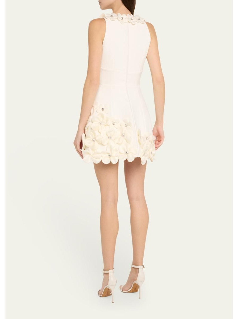 Estelle Deep V-Neck Floral Applique Mini Dress 3