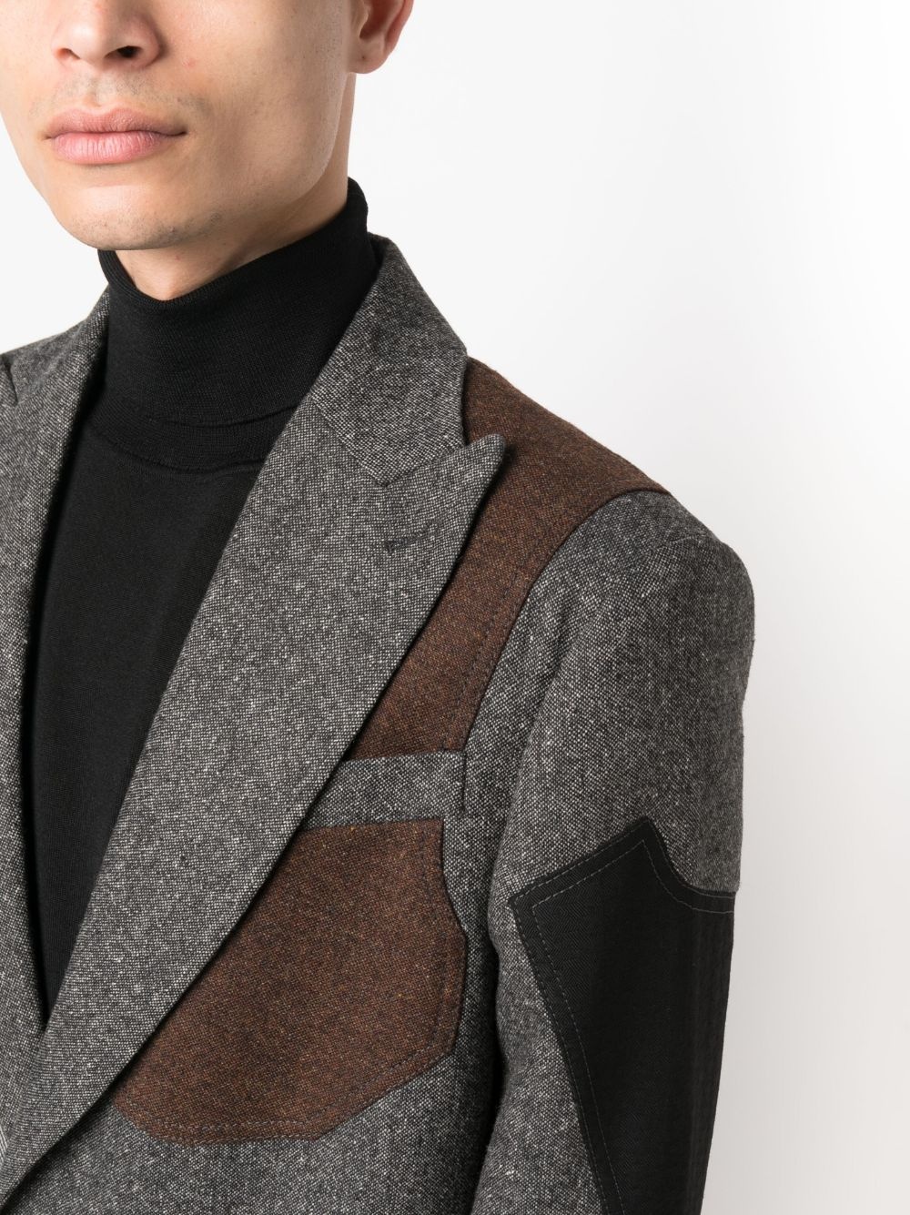 panelled single-breasted trench coat - 5