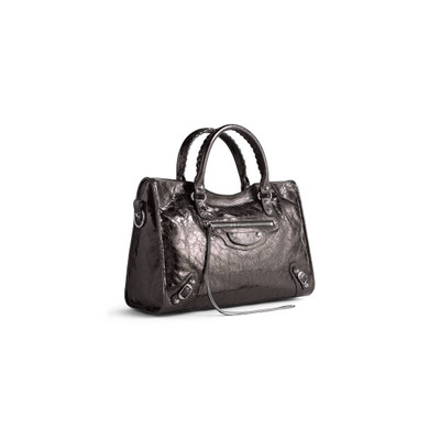 BALENCIAGA Women's Le City Medium Bag Metallized in Grey outlook