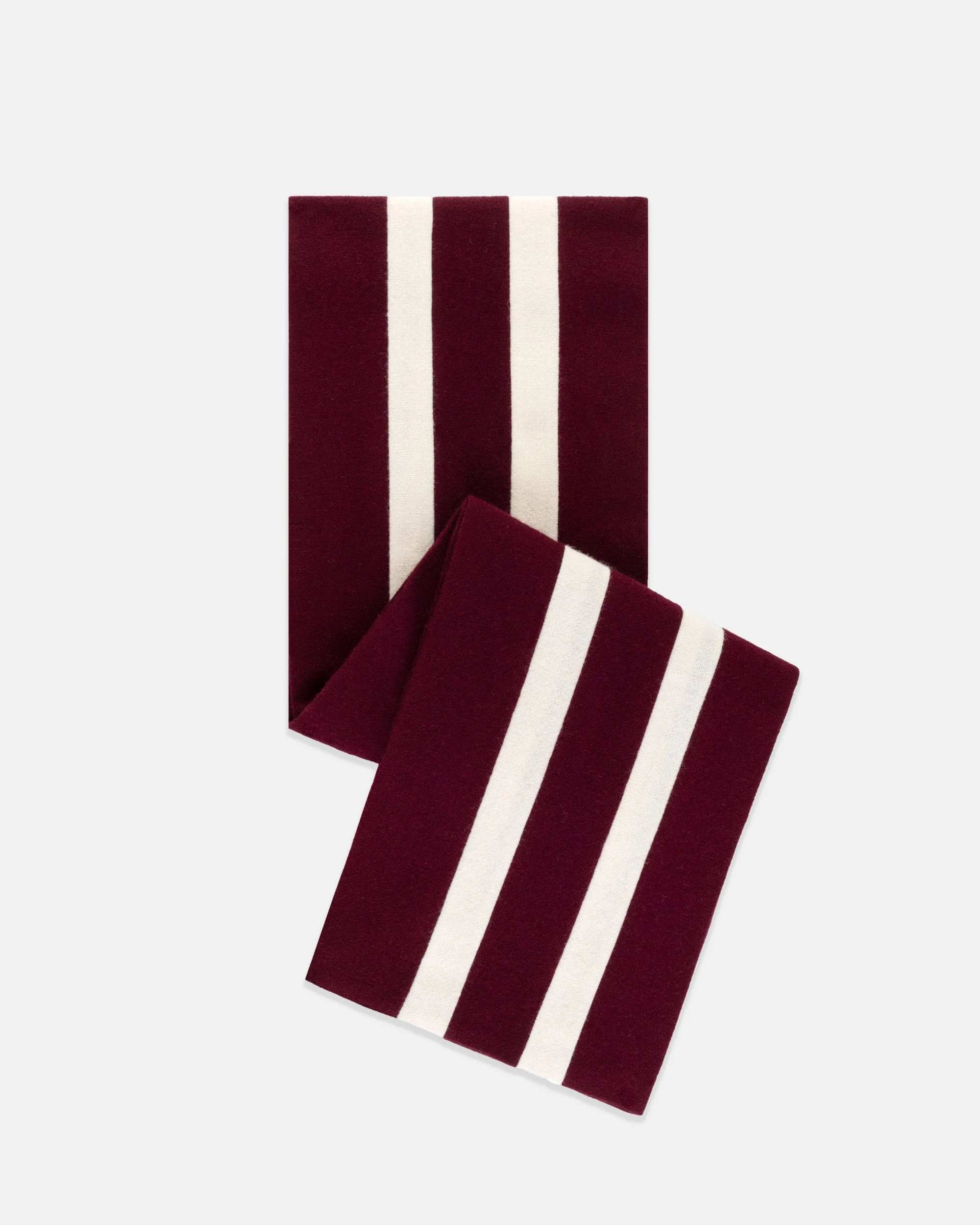 MADE-IN-ENGLAND CRIMSON & DOUBLE WHITE WOOL SCHOOLBOY MUFFLER - 1
