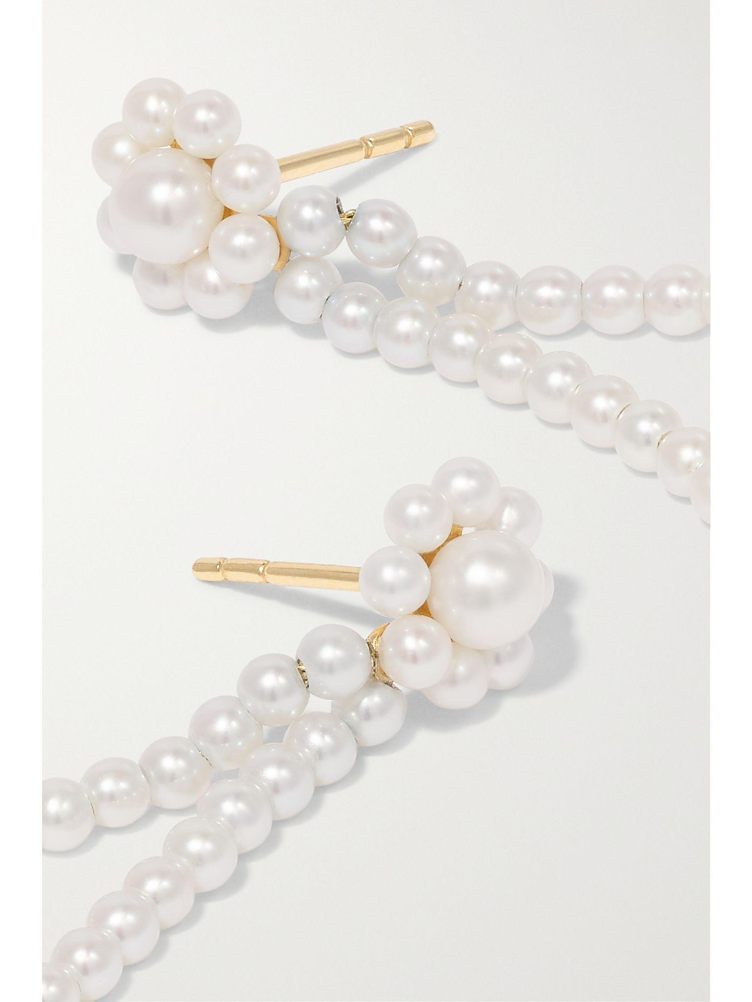 Promenade de Fleur 14-karat gold pearl earrings White - 4