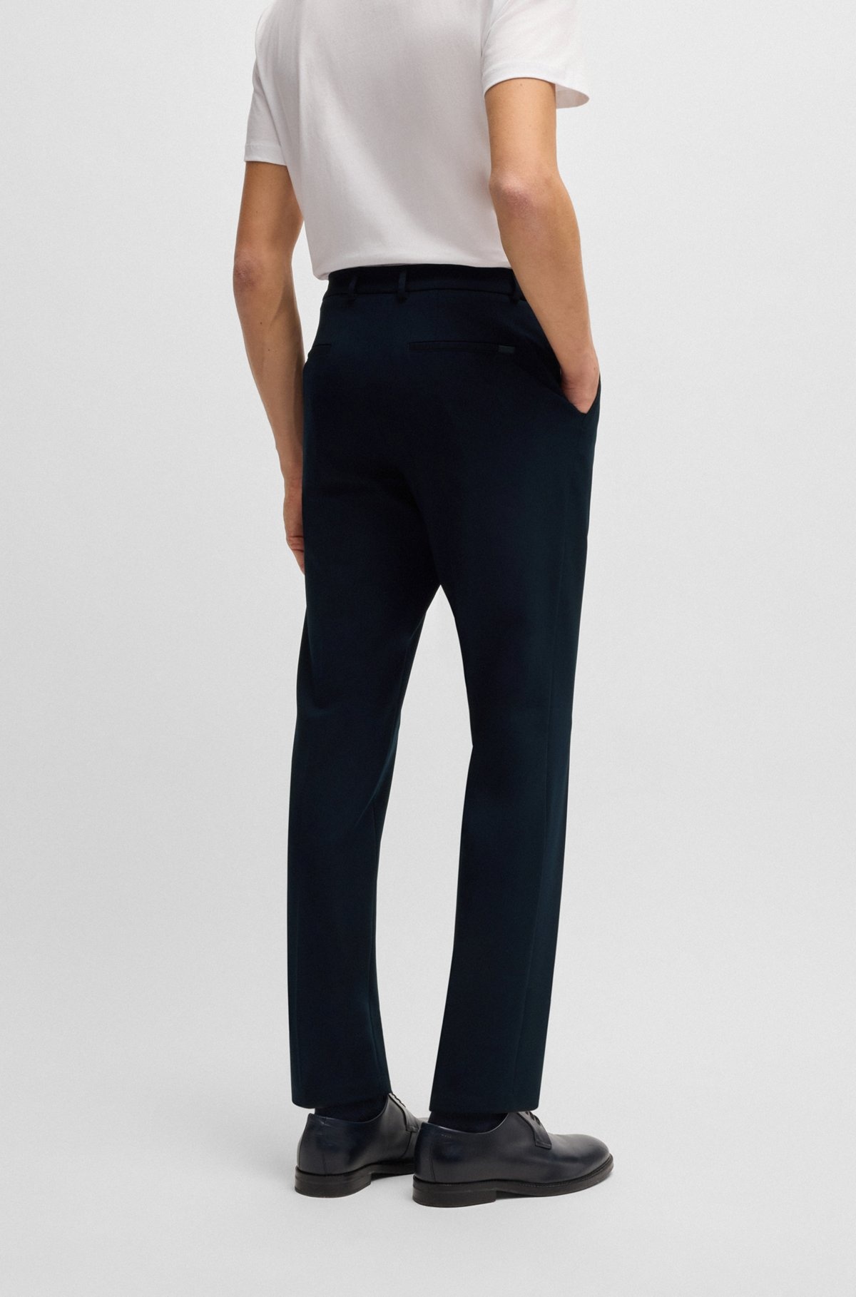 SLIM-FIT WASHABLE TROUSERS IN MICRO-PATTERNED STRETCH FABRIC - 4